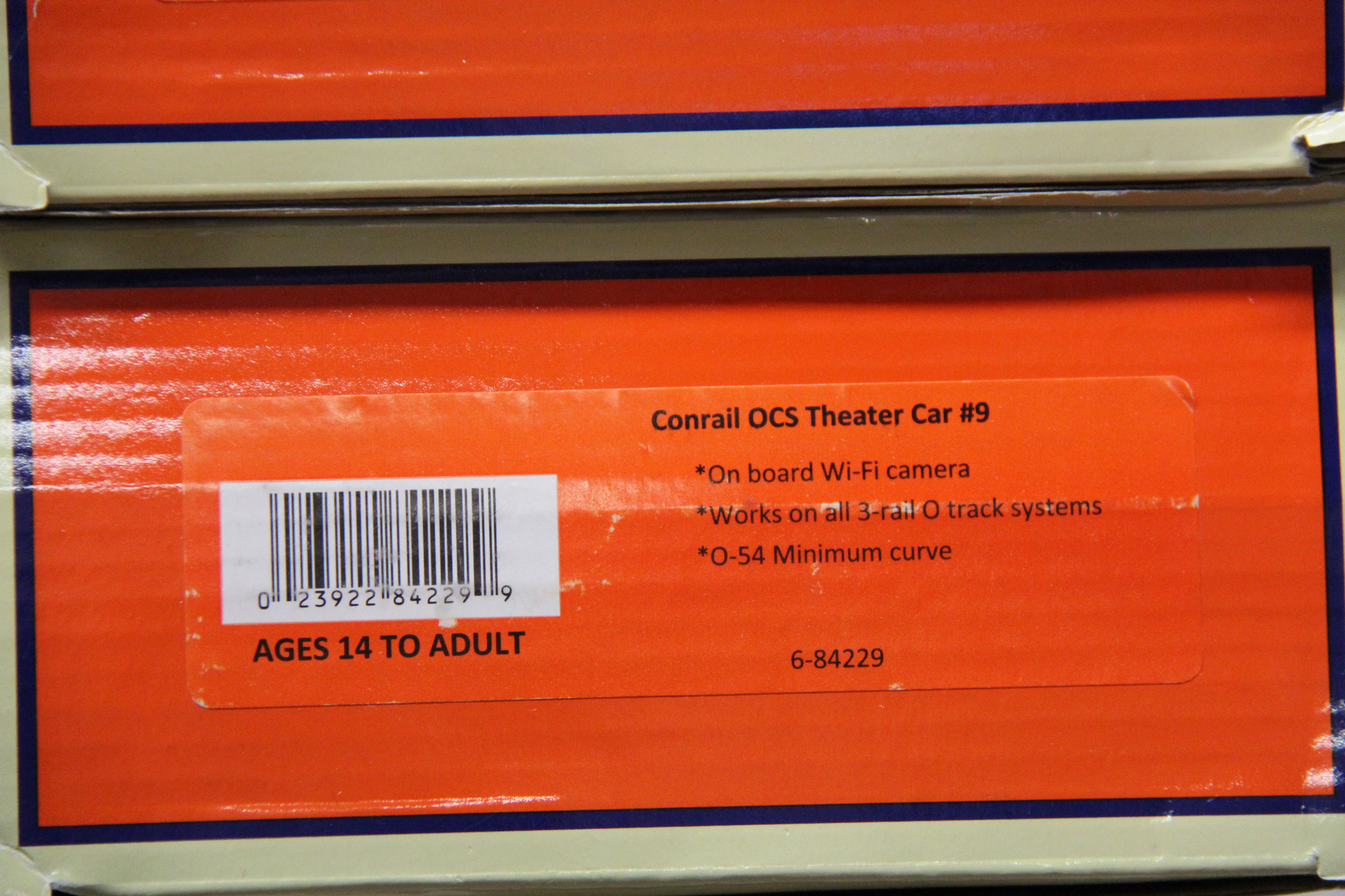 Lionel 6-83604 Conrail OCS Station Sounds 21" Dome Car #55 & 6-84229 Conrail OCS 21" Theatre Car #9-2 Set-Second hand-M5767