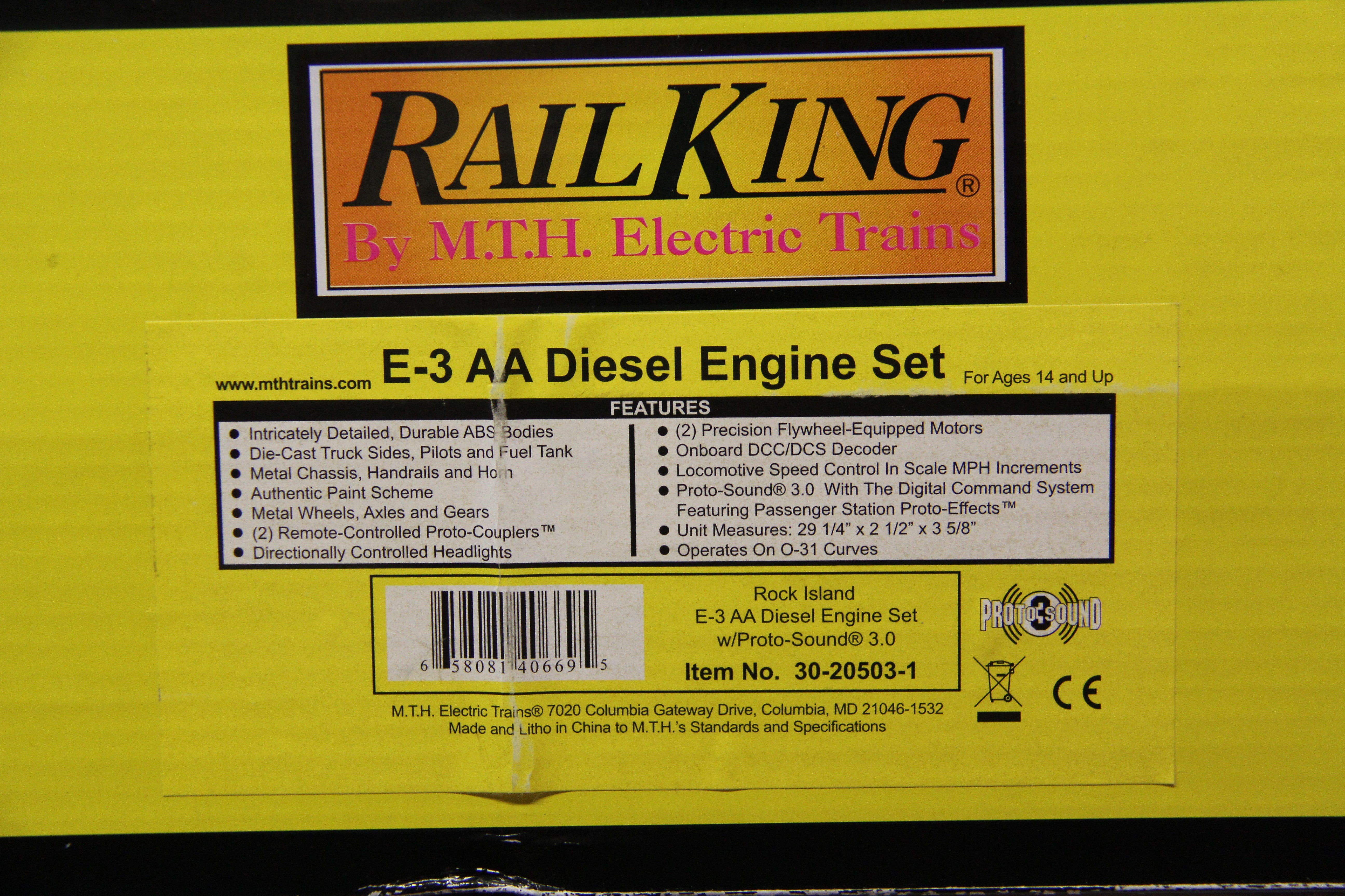 Rail King 30-20503-1 & 30-20503-3 (Non Powered) Rock Island E-3 ABA Diesel Engine Set-Second hand-M5786