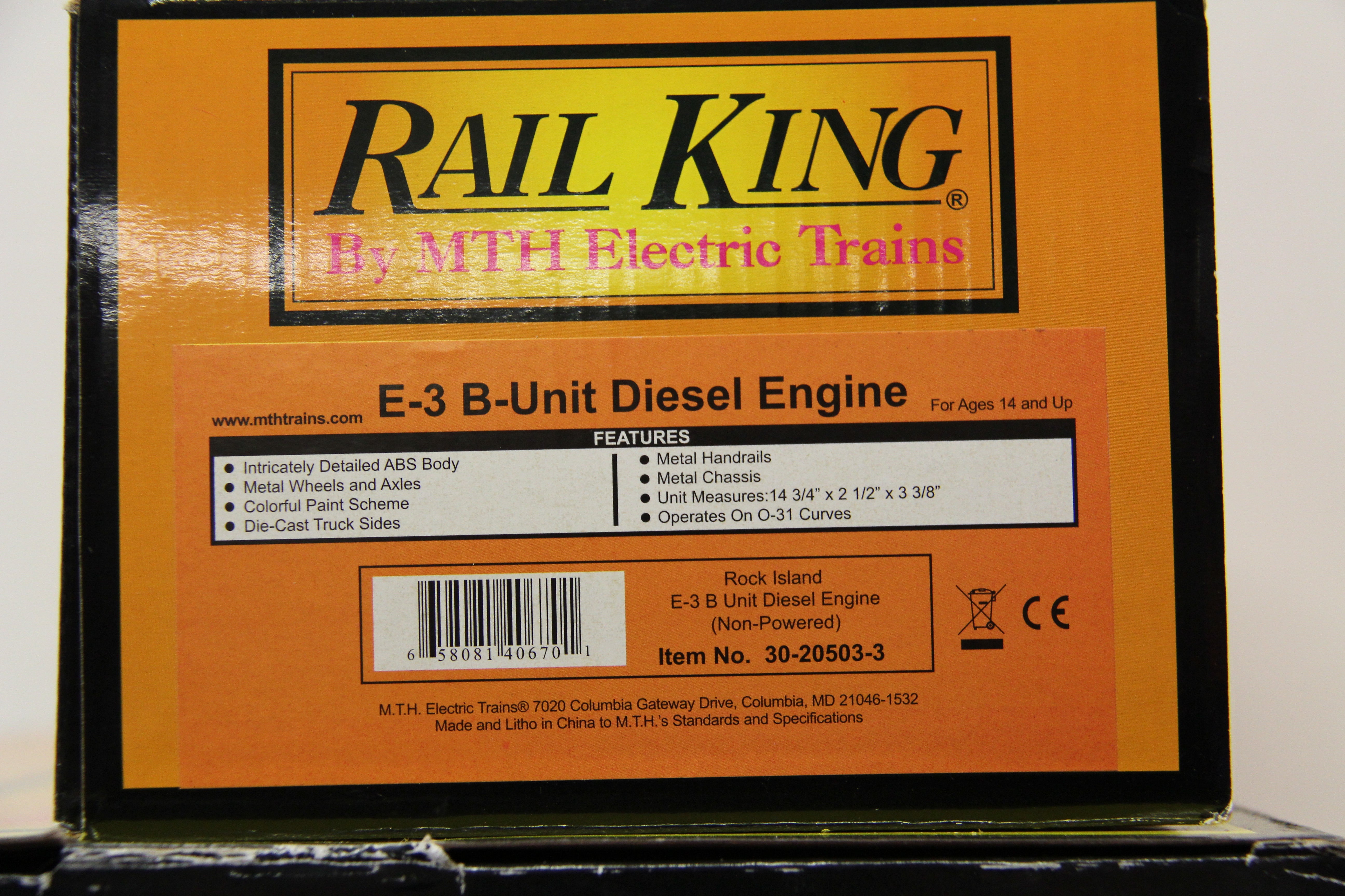 Rail King 30-20503-1 & 30-20503-3 (Non Powered) Rock Island E-3 ABA Diesel Engine Set-Second hand-M5786