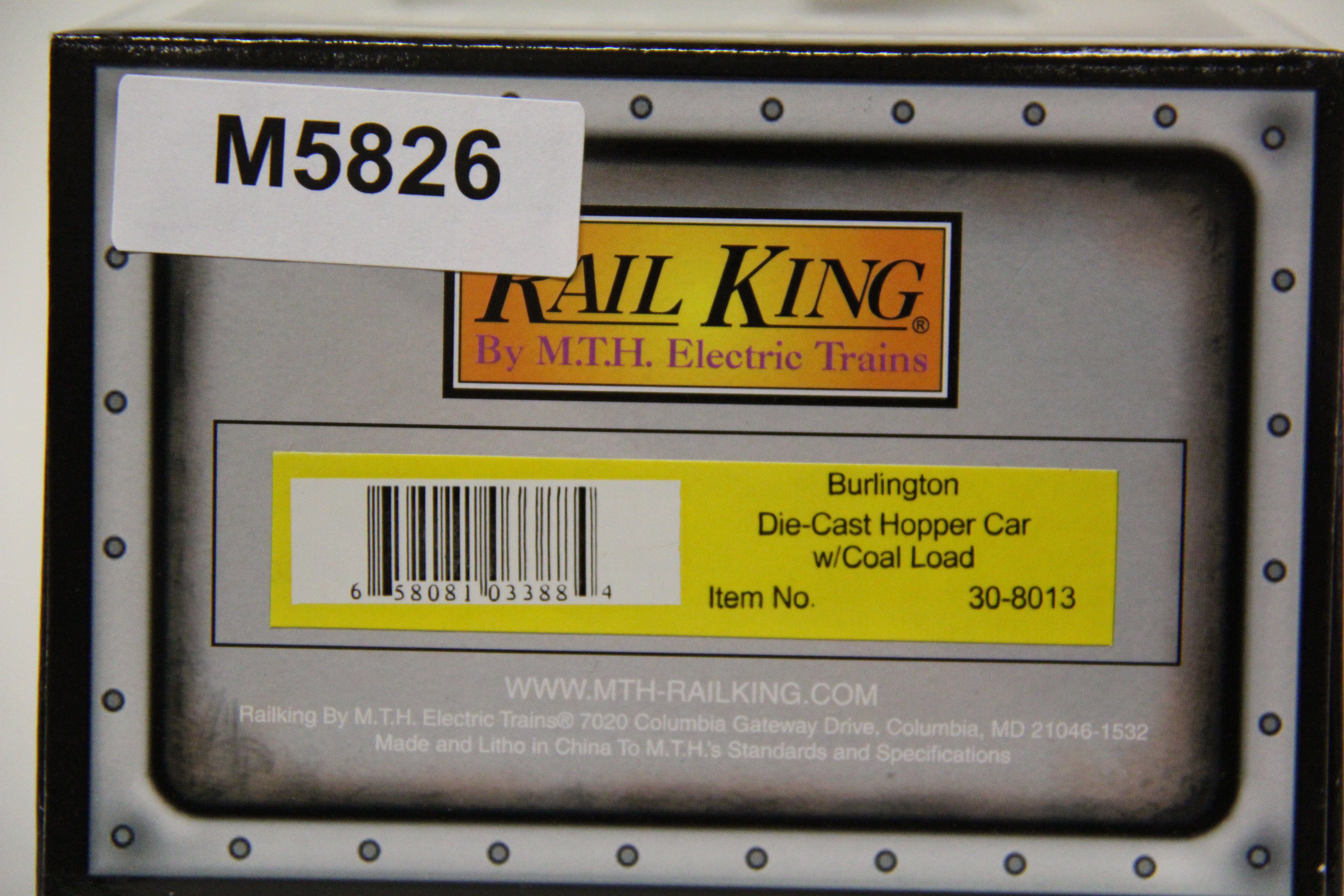 Rail King 30-8013 Burlington Die-Cast Hopper Car w/ Coal Load-Second hand-M5826