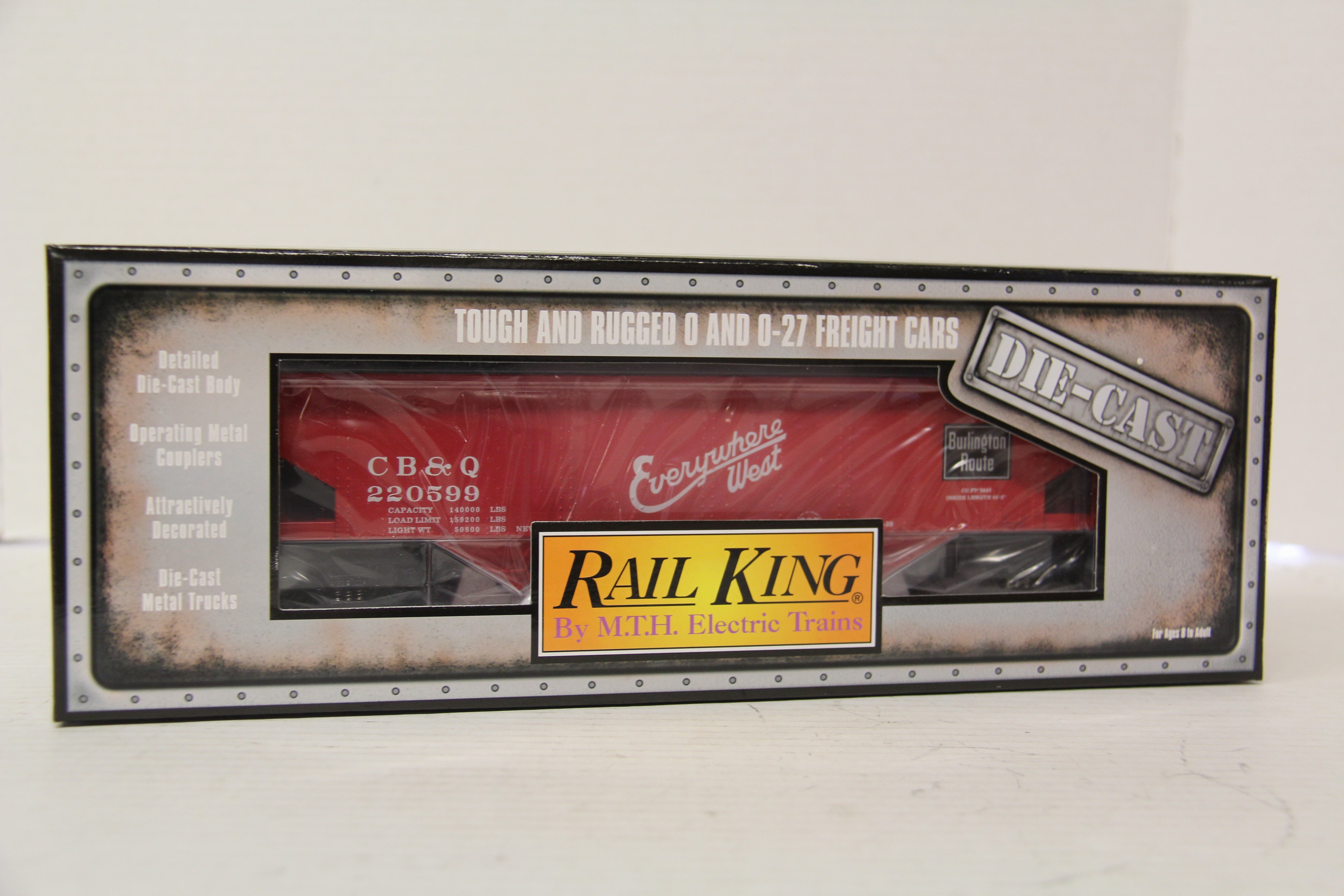 Rail King 30-8013 Burlington Die-Cast Hopper Car w/ Coal Load-Second hand-M5826