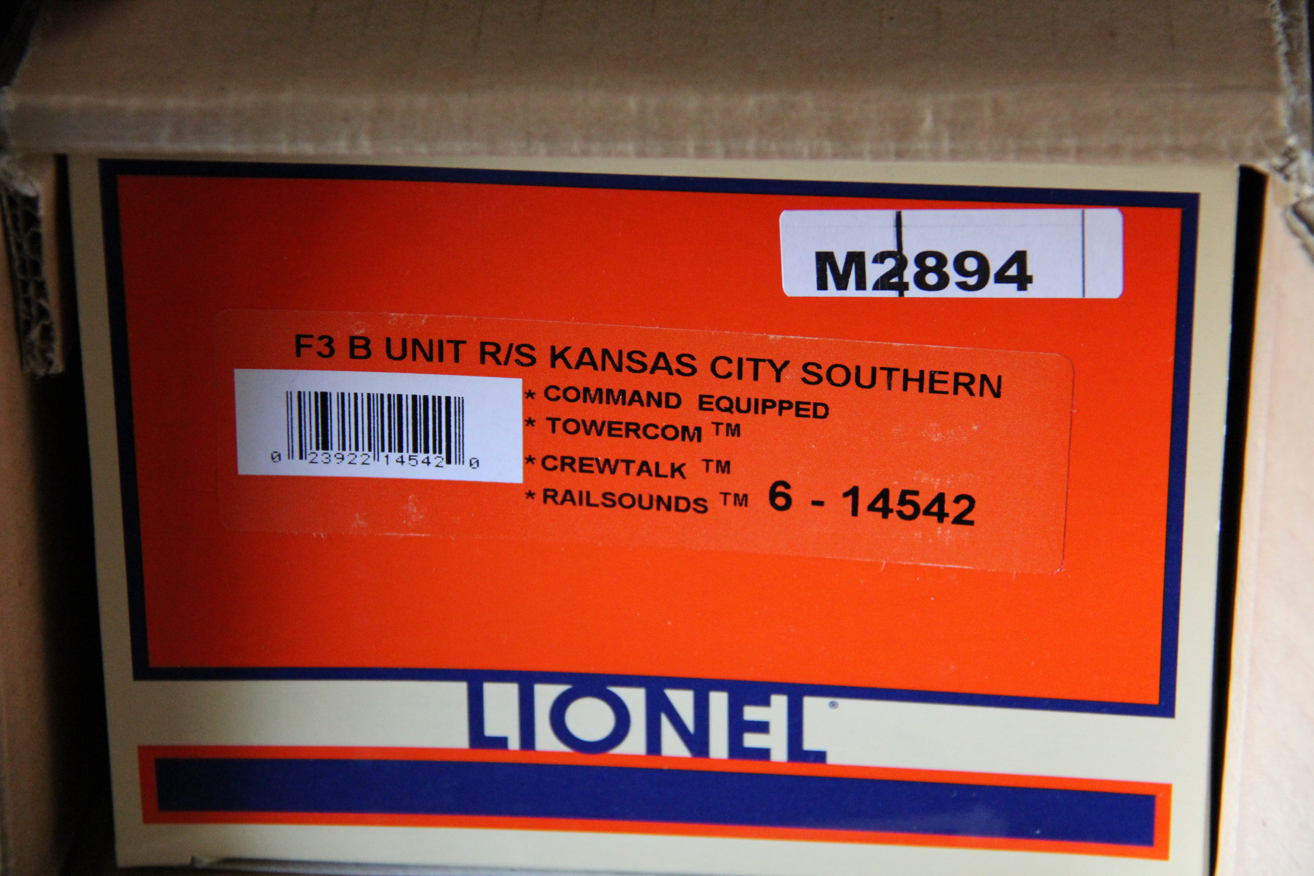 Lionel 6-14542 F3 B Unit R/S Kansas City Southern-Second hand-M2894