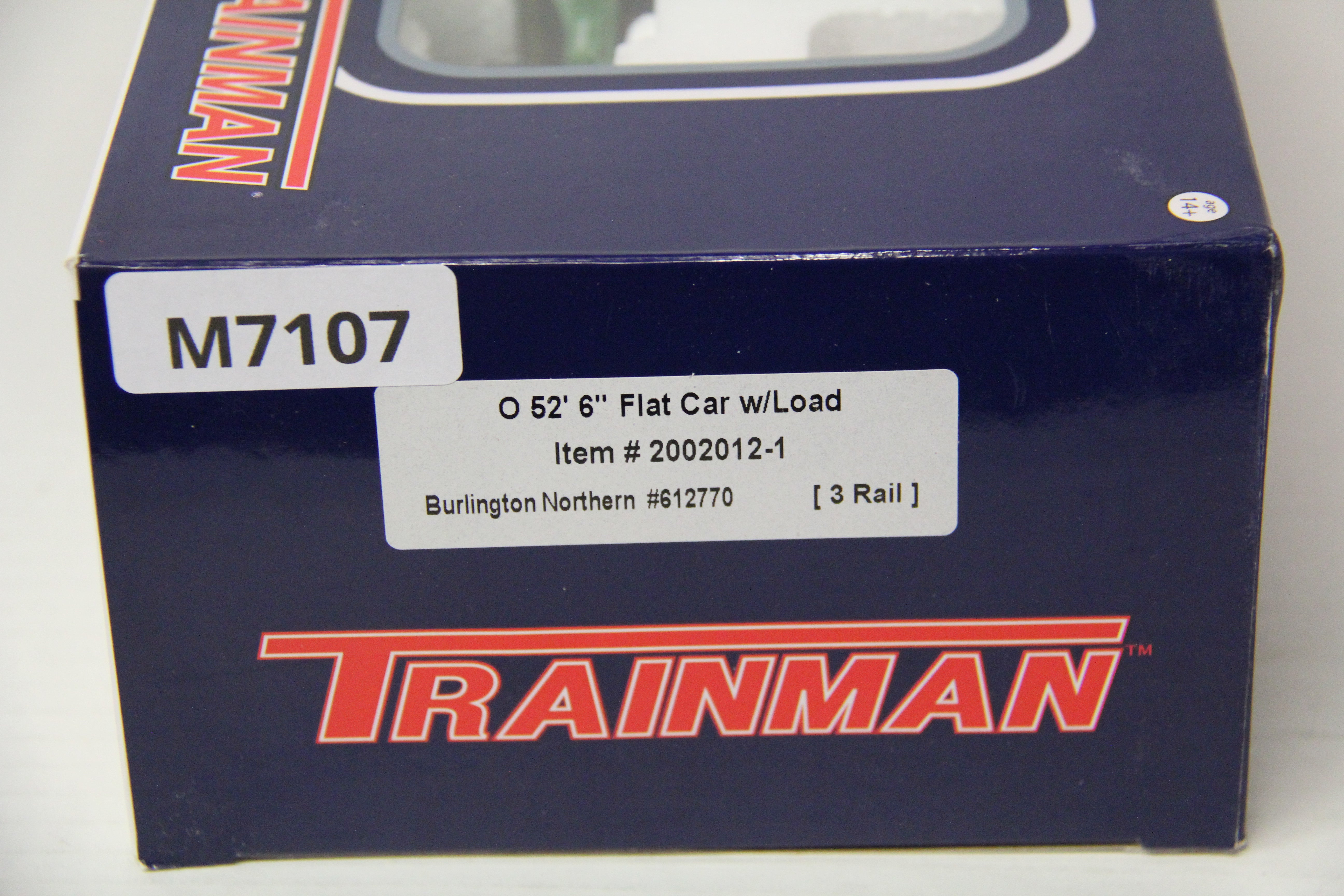 Atlas Trainman #2002012-1 Burlington Northern 52' 6" Flat Car w/ Load #612770-Second hand-M7107