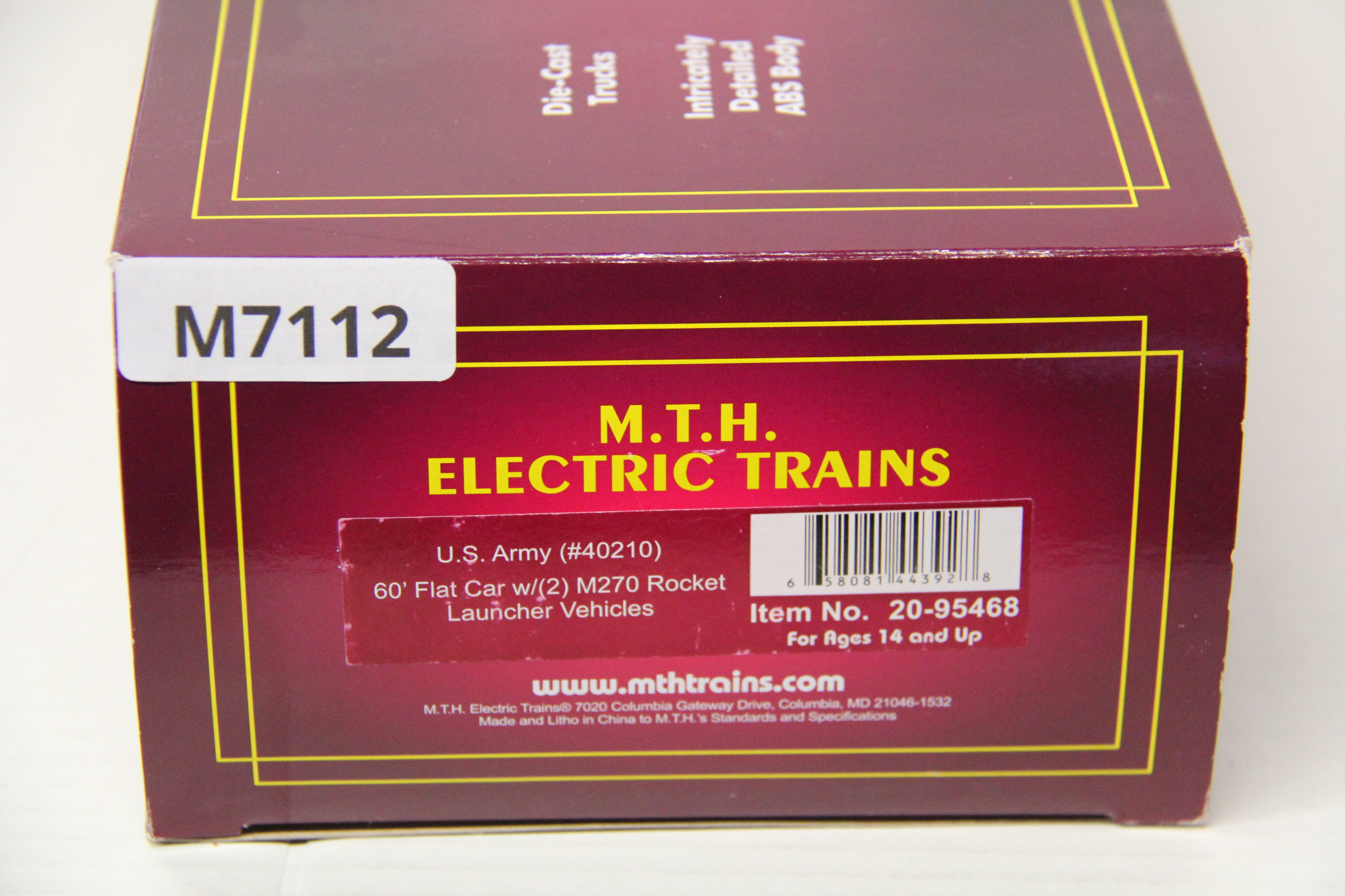 MTH 20-95468 US Army #40210 -60' Flat Car w/ 2 M270 Rocket Launcher-Second hand-M7112