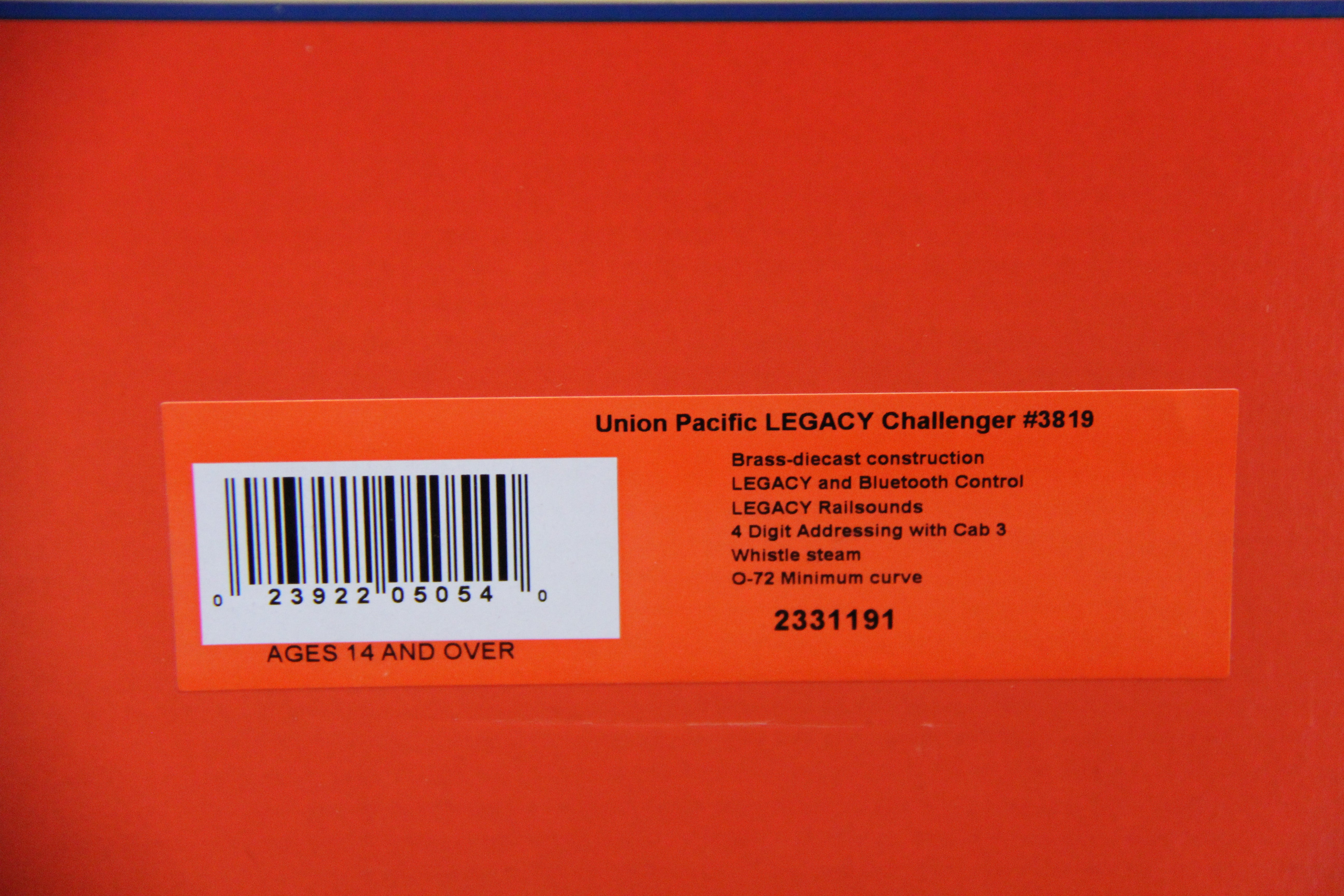 Lionel 2331191 Union Pacific LEGACY Challenger #3819-Second hand-M7519
