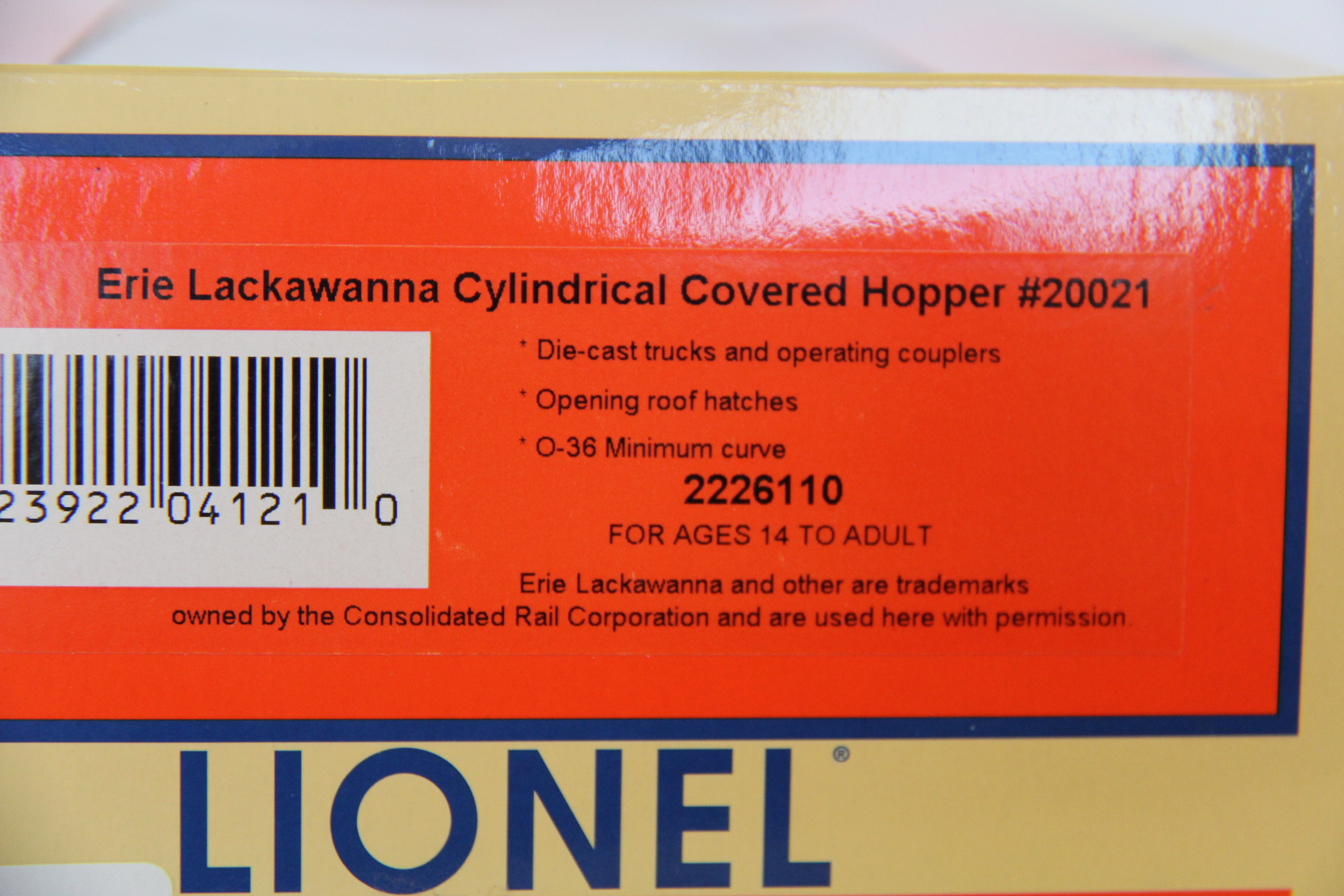Lionel 2226110 Erie Lackawanna Cylindrical Covered Hopper #20021-Second hand-M7117