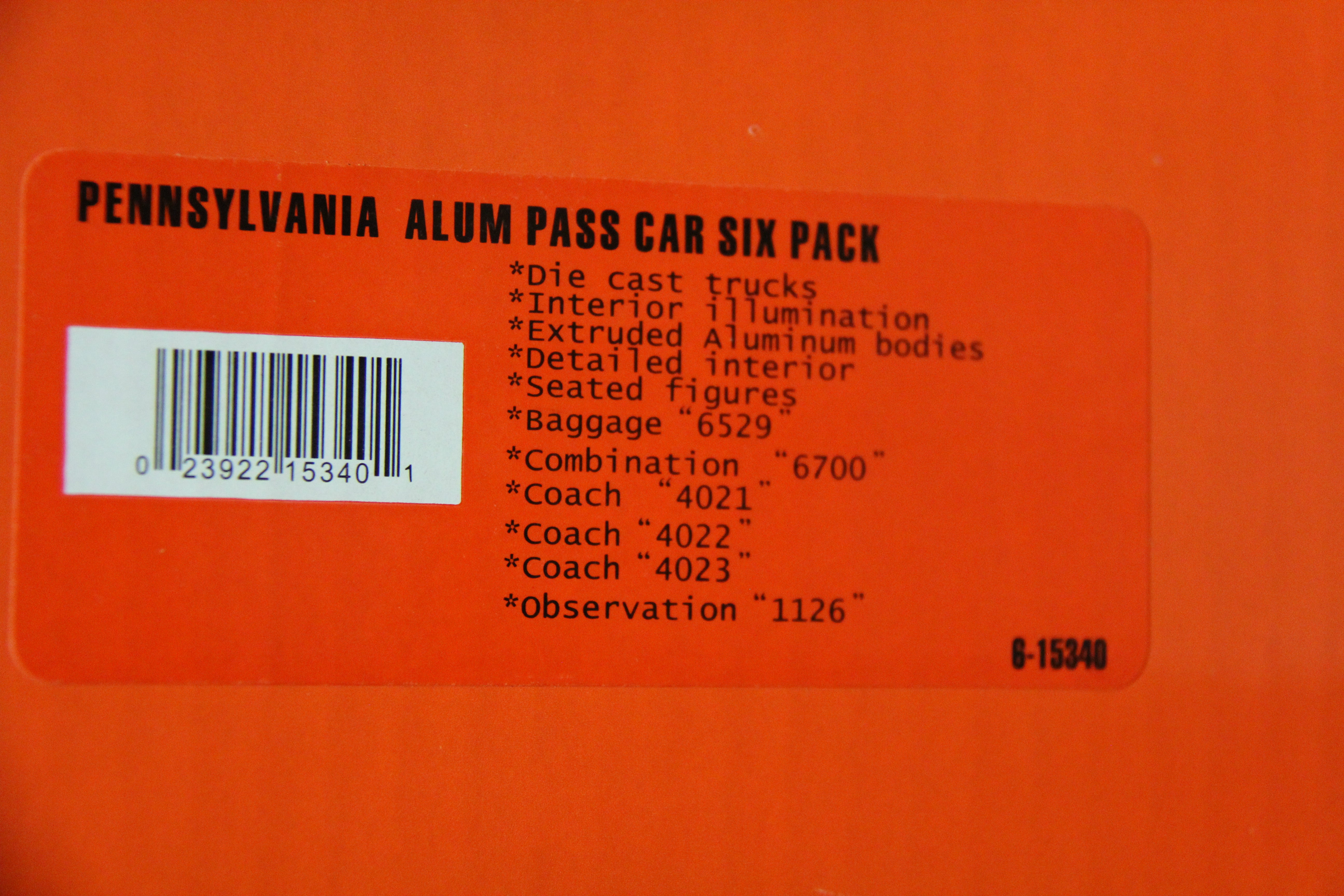 Lionel 6-15340 Pennsylvania "South Wind" Aluminum Passenger 6 Car Set-Second hand-M5845