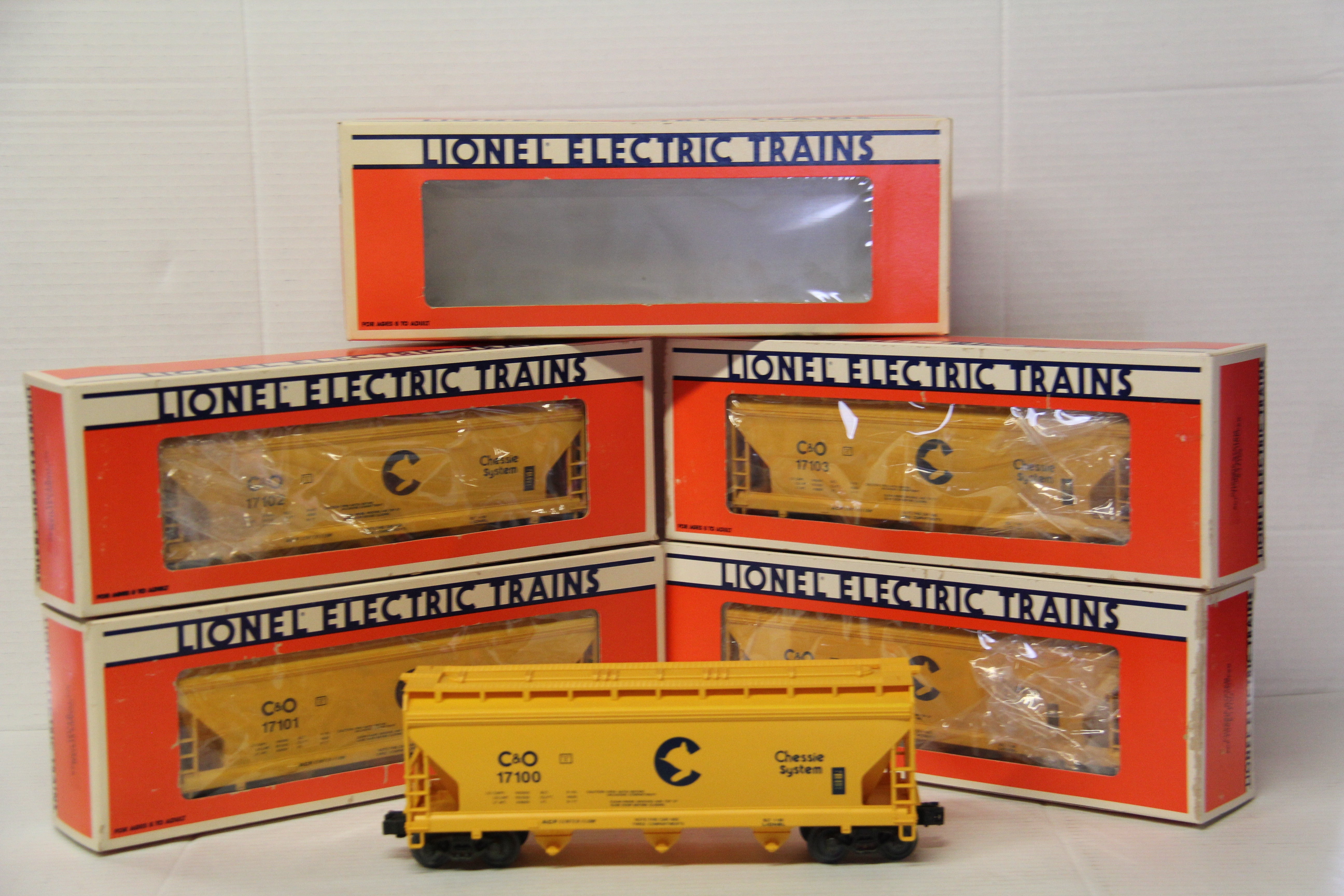 Lionel 6-17100, 01, 02, 03, 04, 05 Chessie System ACF Three Bay Hopper 5 Set-Second hand-M7132