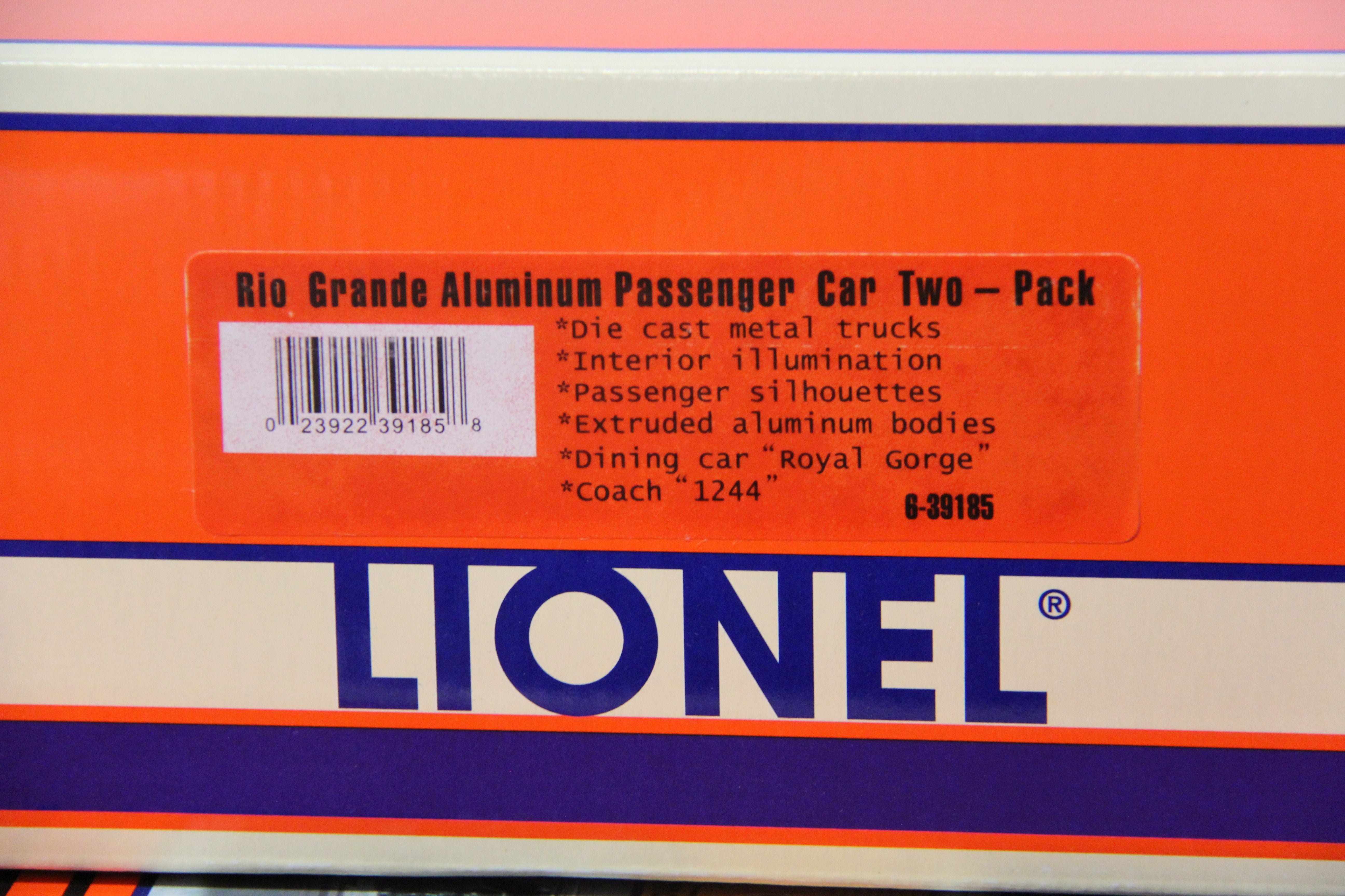 Lionel 6-21955 Rio Grande F3A-A Passenger Set & Lionel 6-39185 Aluminum Car 2 Pack-Second hand-M7136