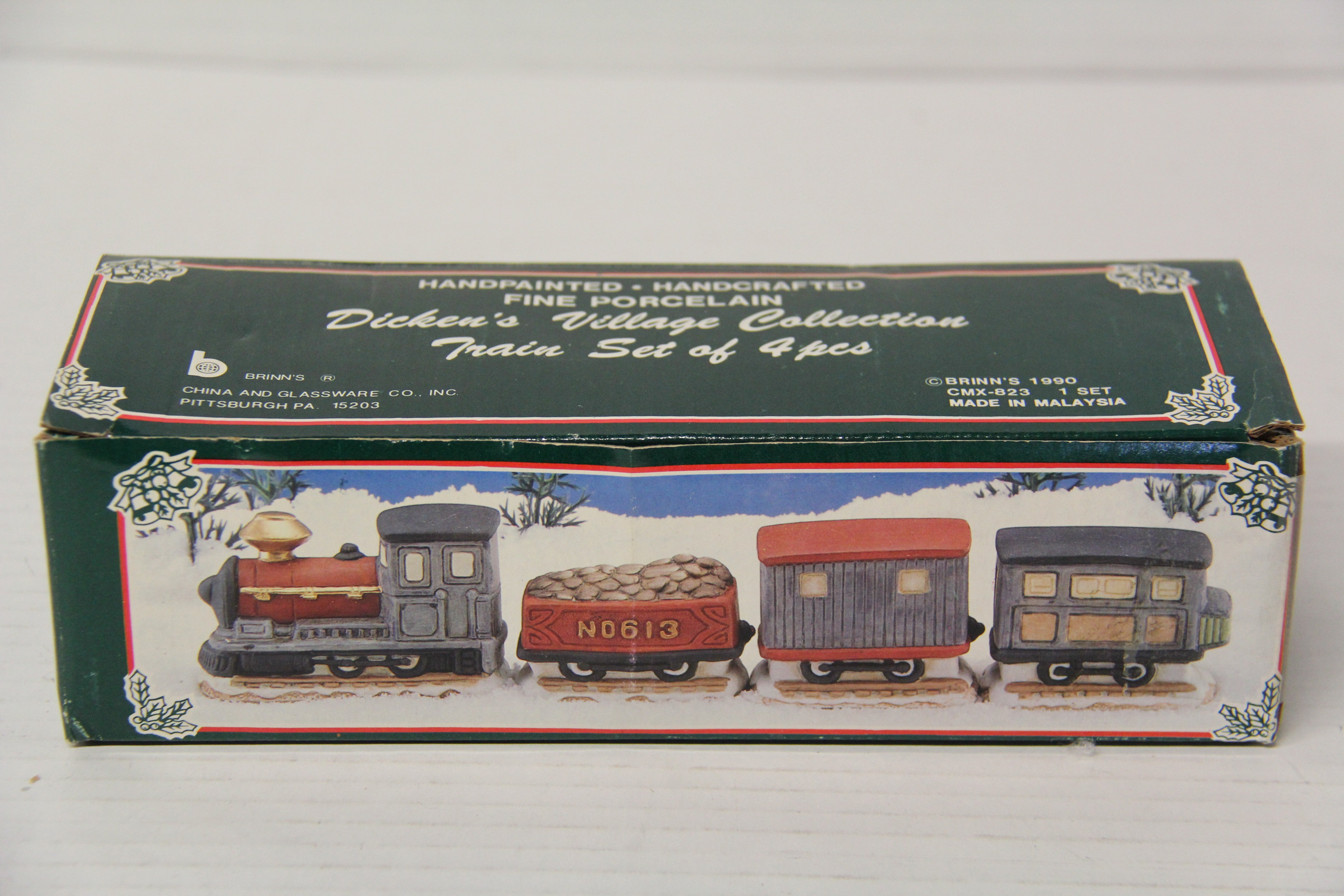1990 Brinn's Handpainted Dicken's Village Collection Train Set 4 set-Second hand-M7138