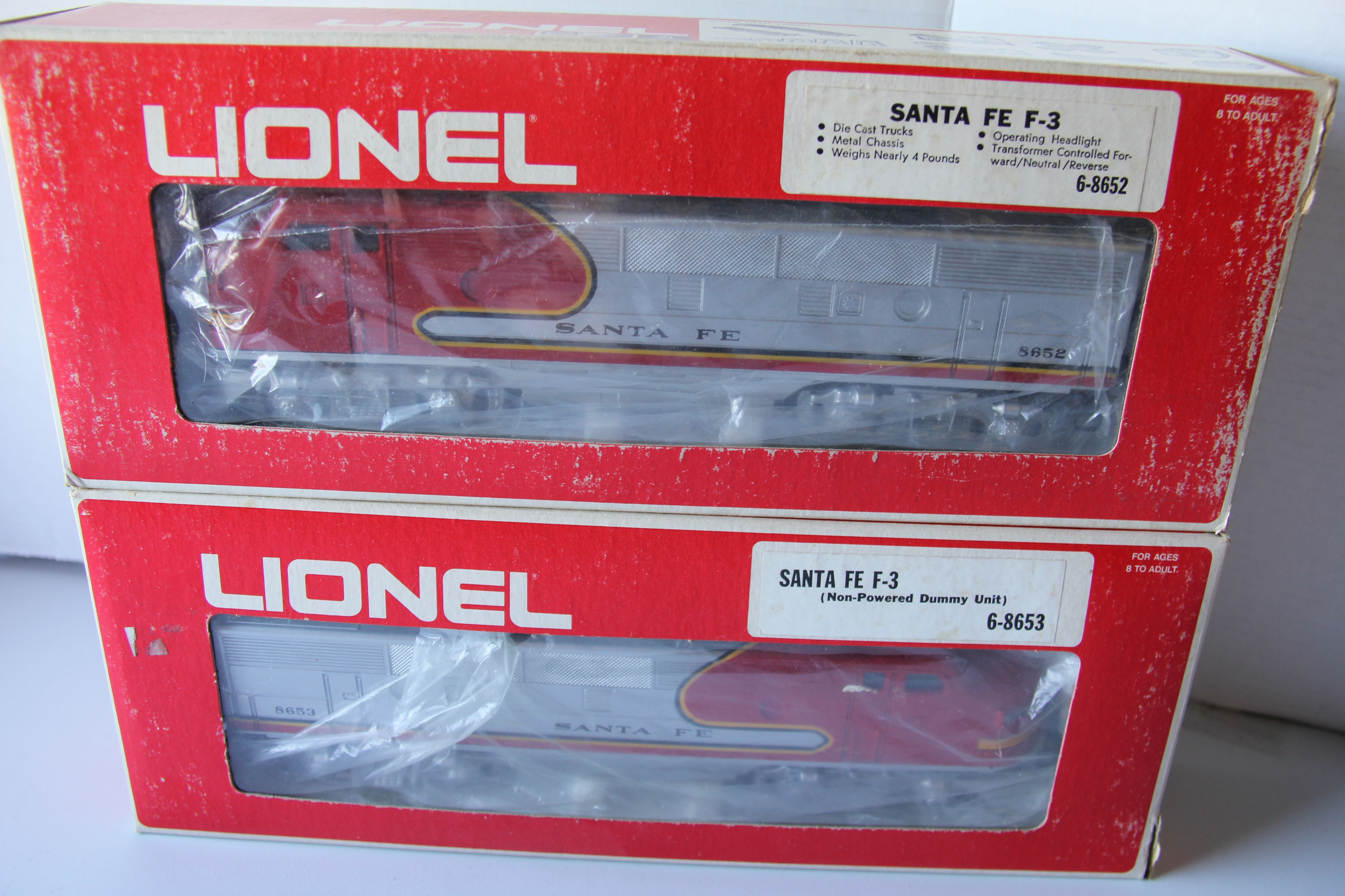 Lionel 6-8652 Santa Fe F-3 & Non Powered 6-8653 Unit-Second hand-M2999