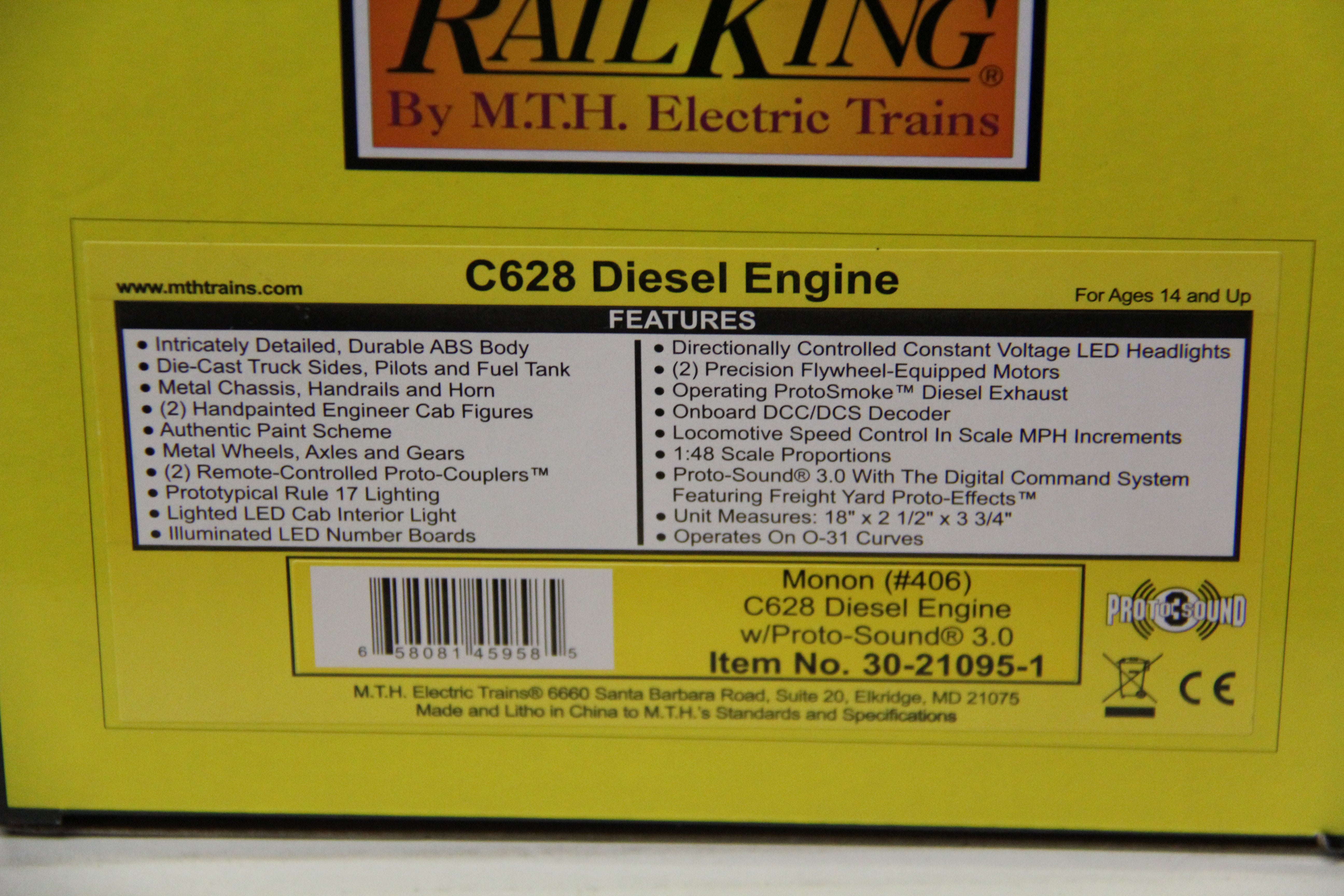 Rail King 30-21095-1 Monon #406 C628 Diesel Engine-Second hand-M7174