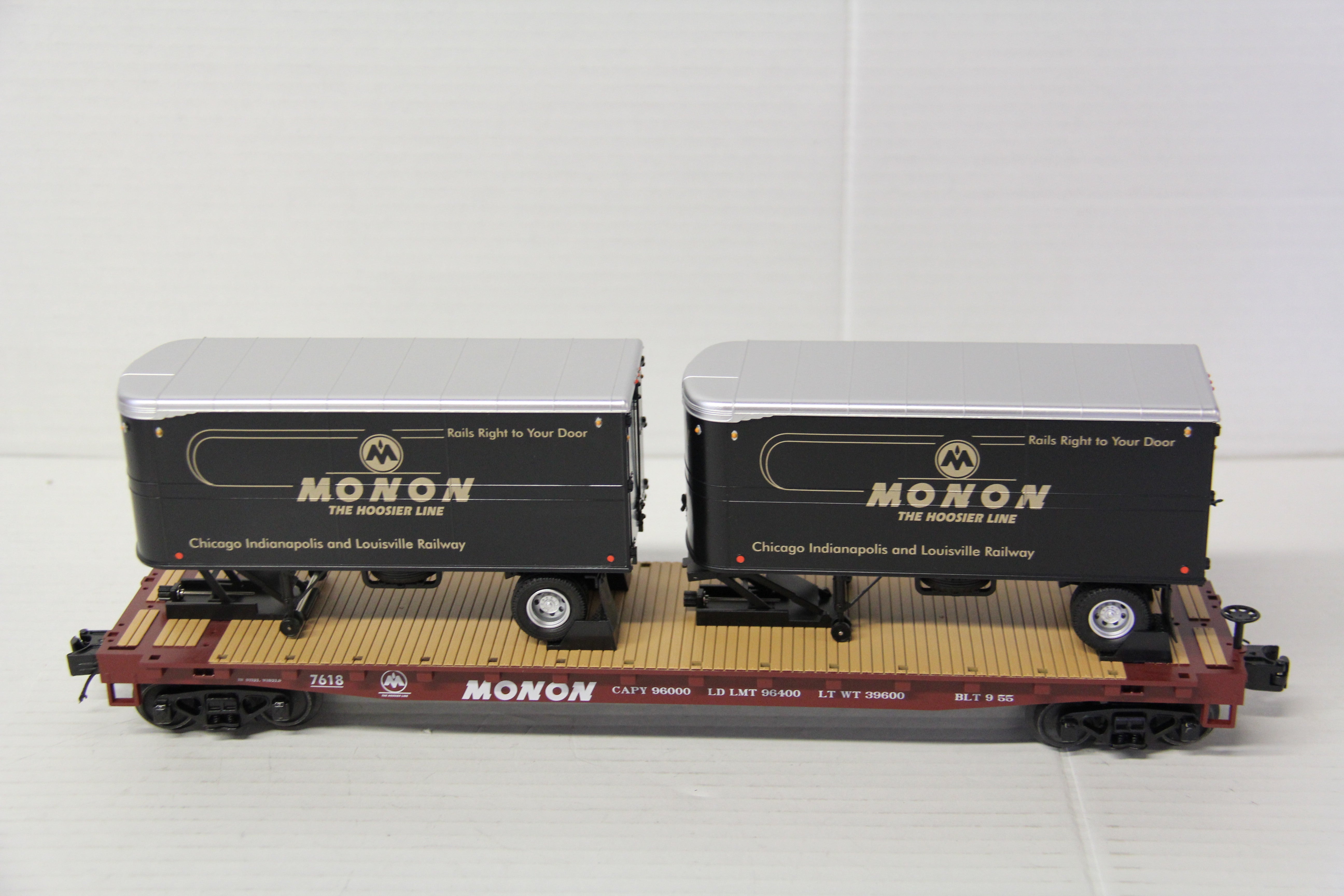 MTH 20-95519 Monon Flat Car w/ 2 PUP Trailers #7618-Second hand-M7177