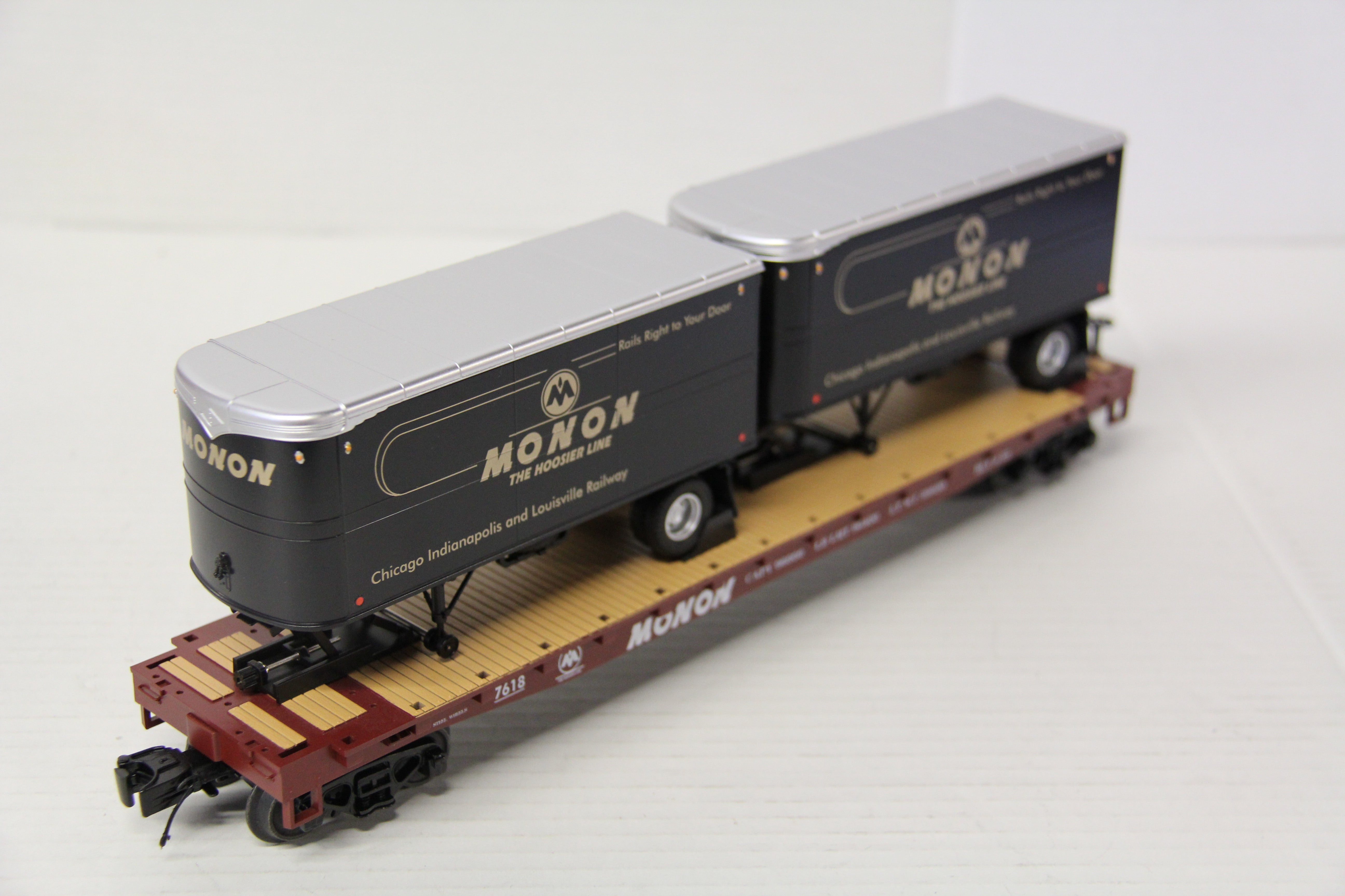 MTH 20-95519 Monon Flat Car w/ 2 PUP Trailers #7618-Second hand-M7177