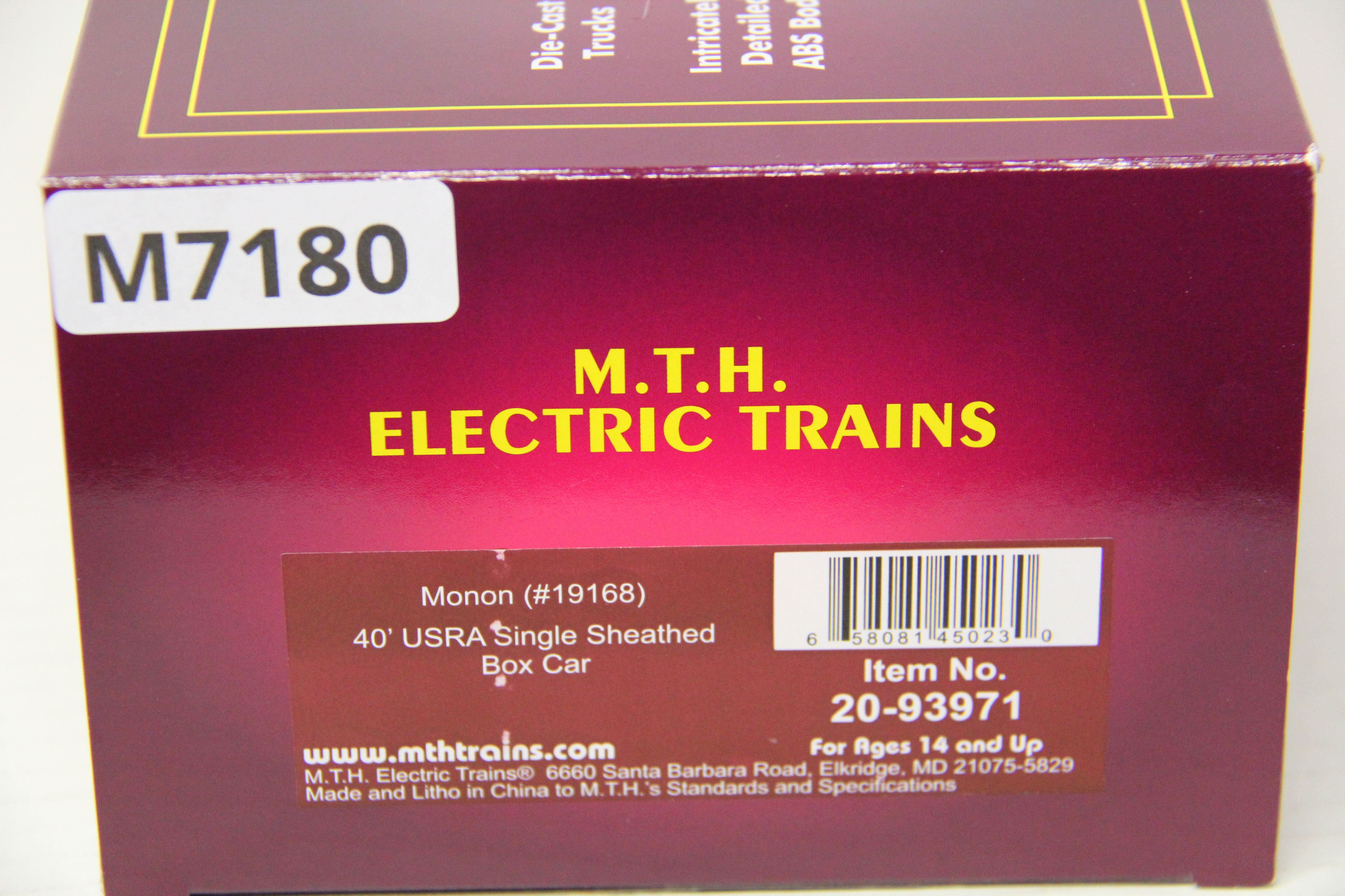 MTH 20-93971 Monon 40' USRA Single Sheathed Box Car-Second hand-M7180