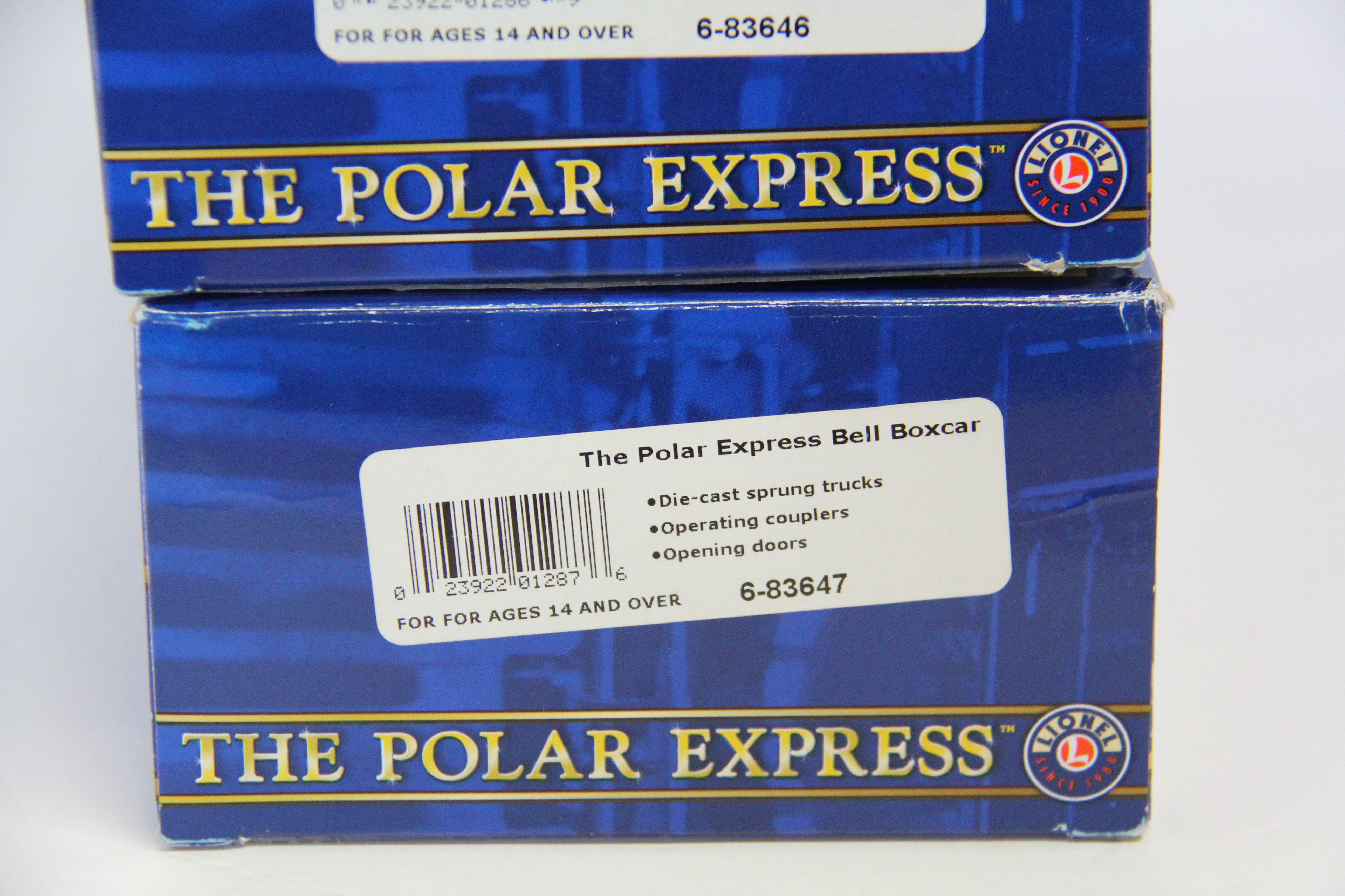 Lionel 6-83646 The Polar Express Ticket Boxcar & Lionel 6-83647 The Polar Express Bell Boxcar 2 Set-Second hand-M7567