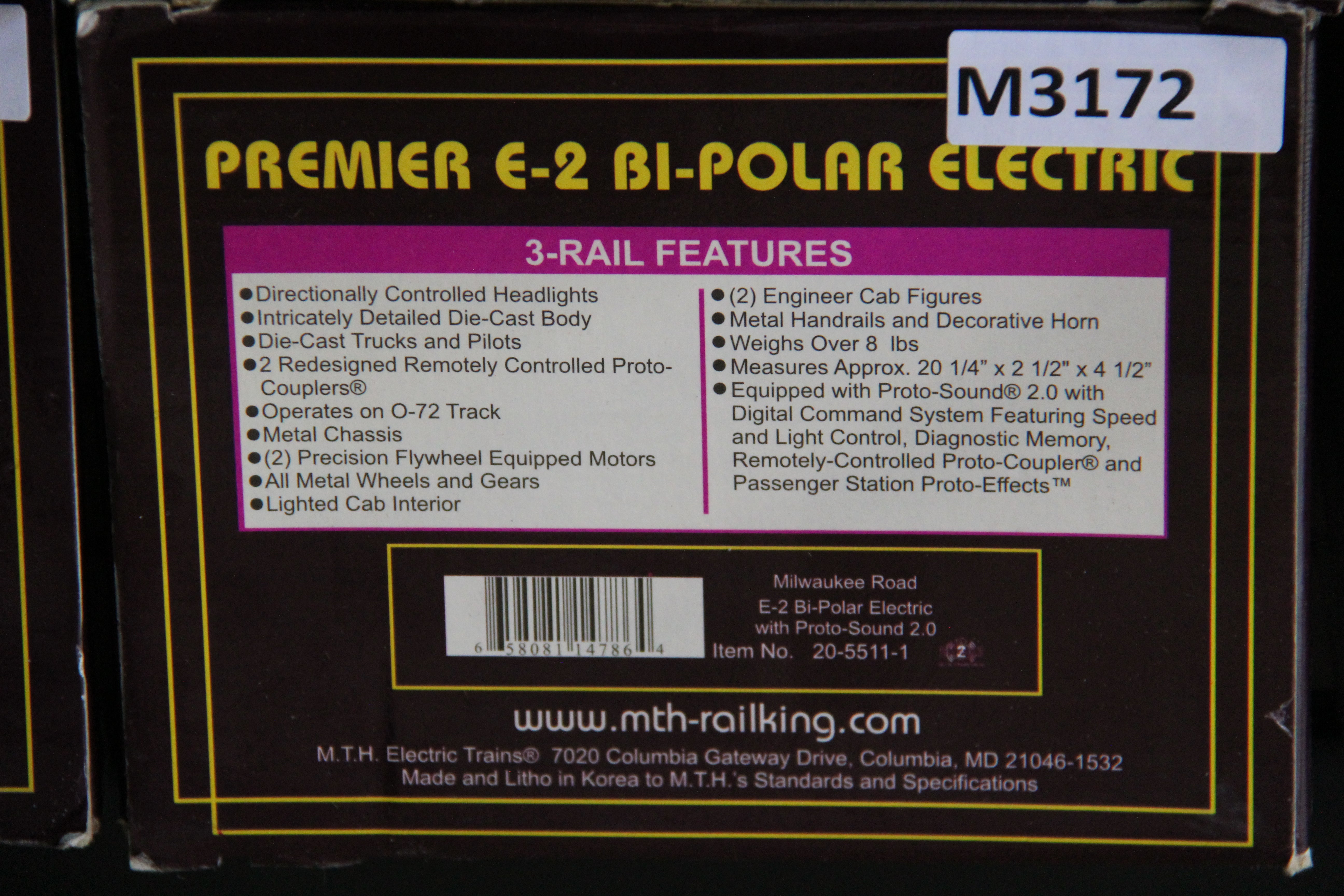 MTH 20-5511-1 Milwaukee Road E-2 Bi-Polar Electric Engine-Second hand-M3172