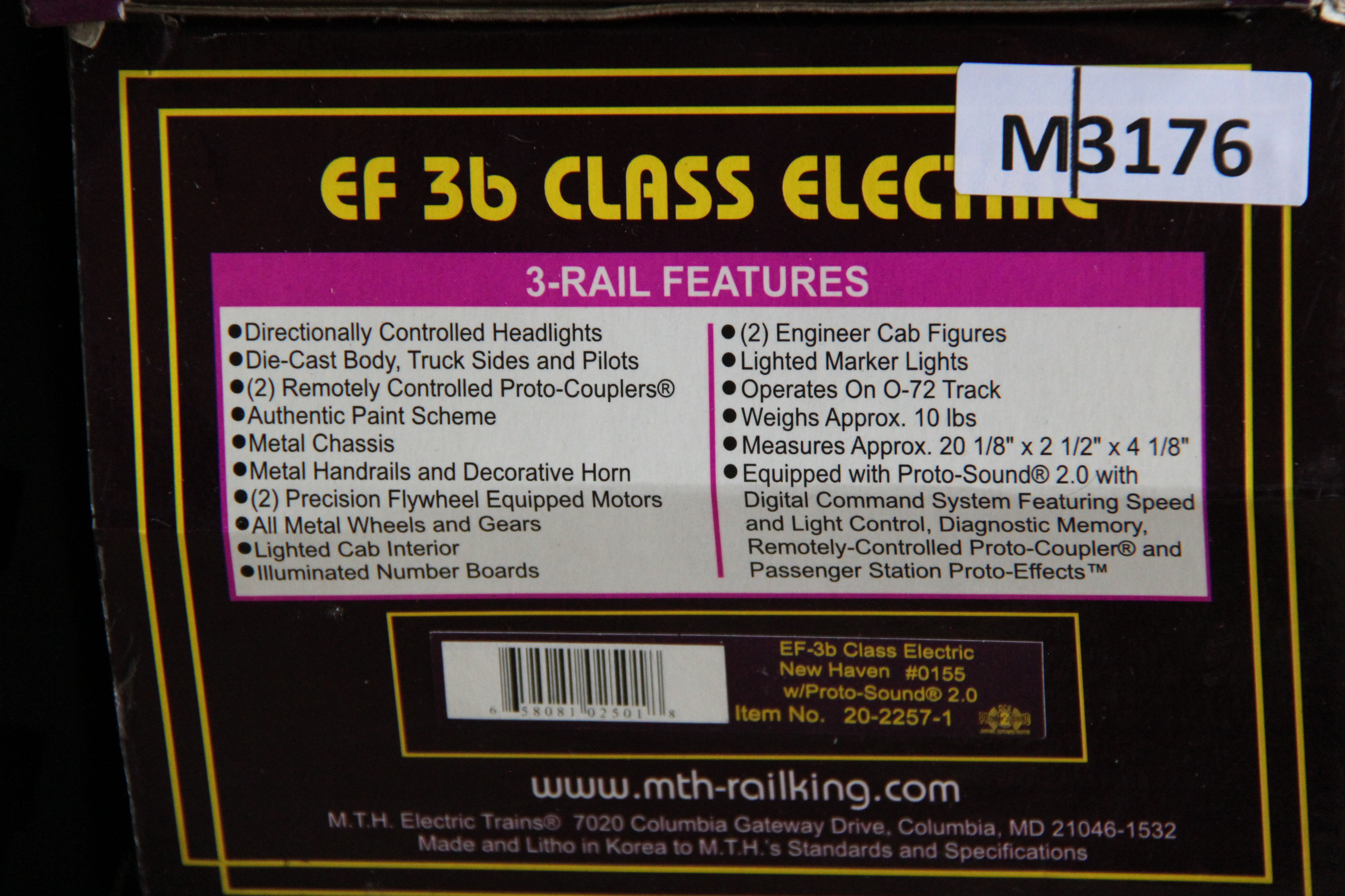 MTH 20-2257-1 New Haven #0155 EF-3b Class Electric-Second hand-M3176