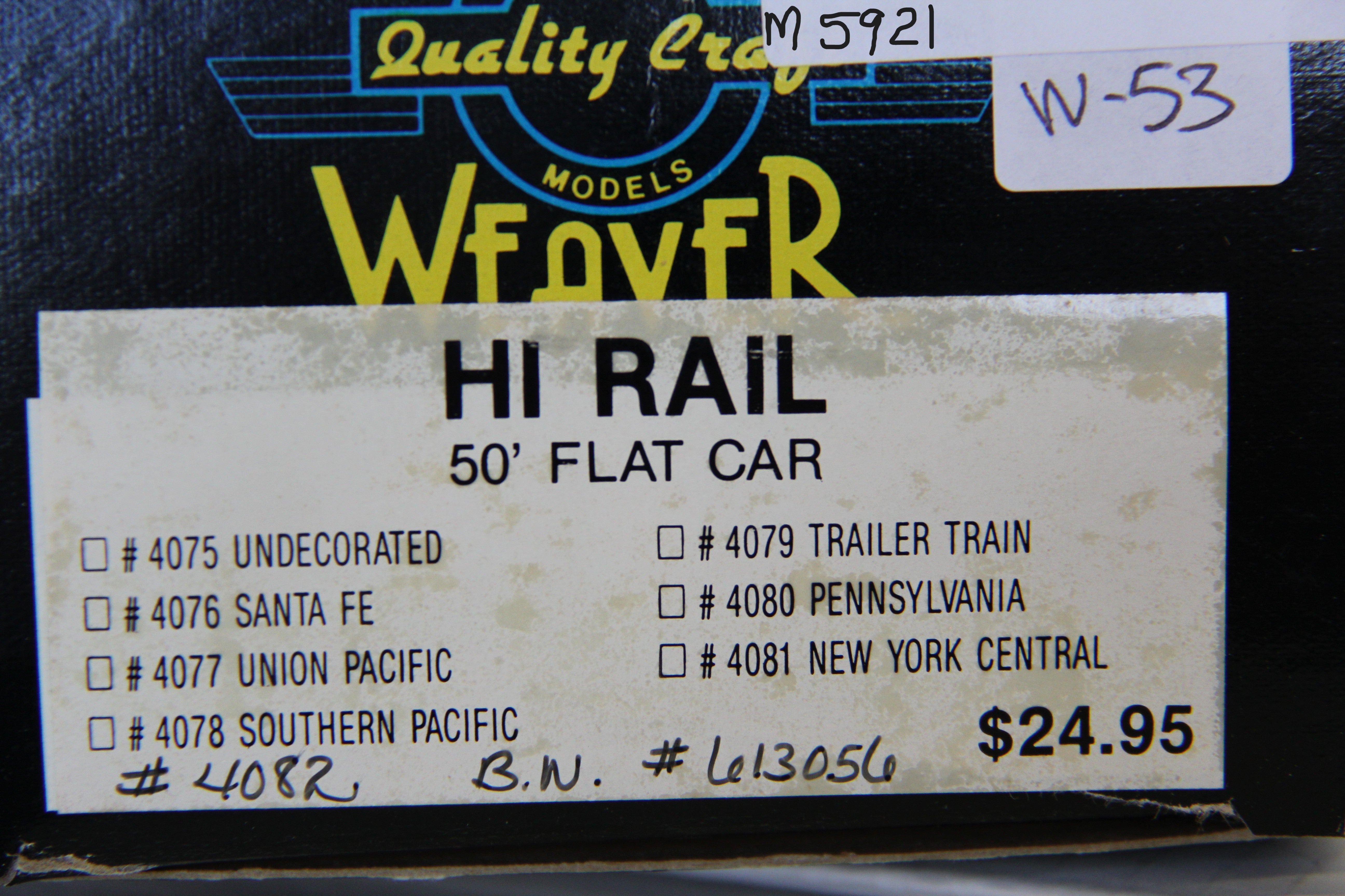 Weaver #4082 Burlington Northern Flatcar-Second hand-M5921