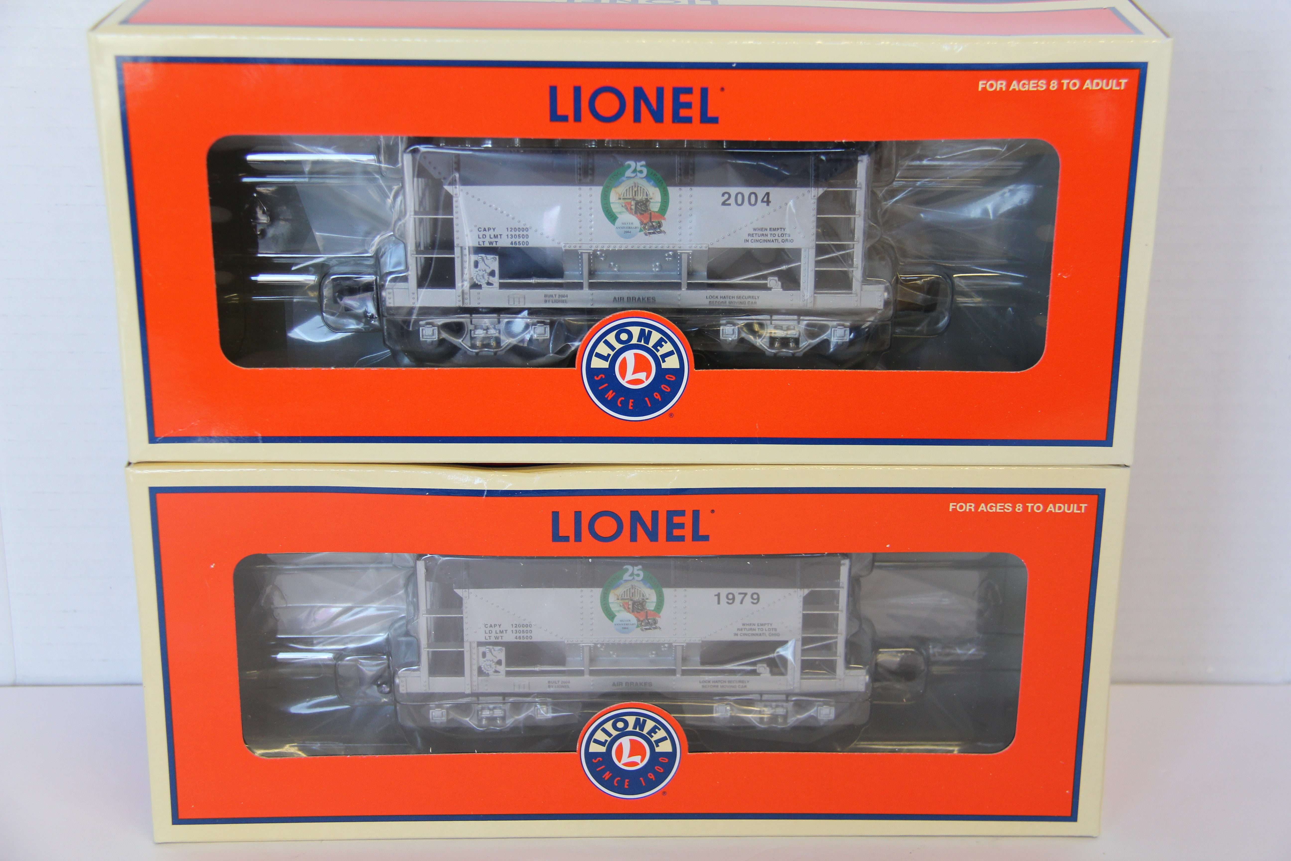 Lionel 6-52359 & Lionel 6-52360 LOTS 25th Anniversary Ore Car w/ Silver Load 2 Set-Second hand-M7583