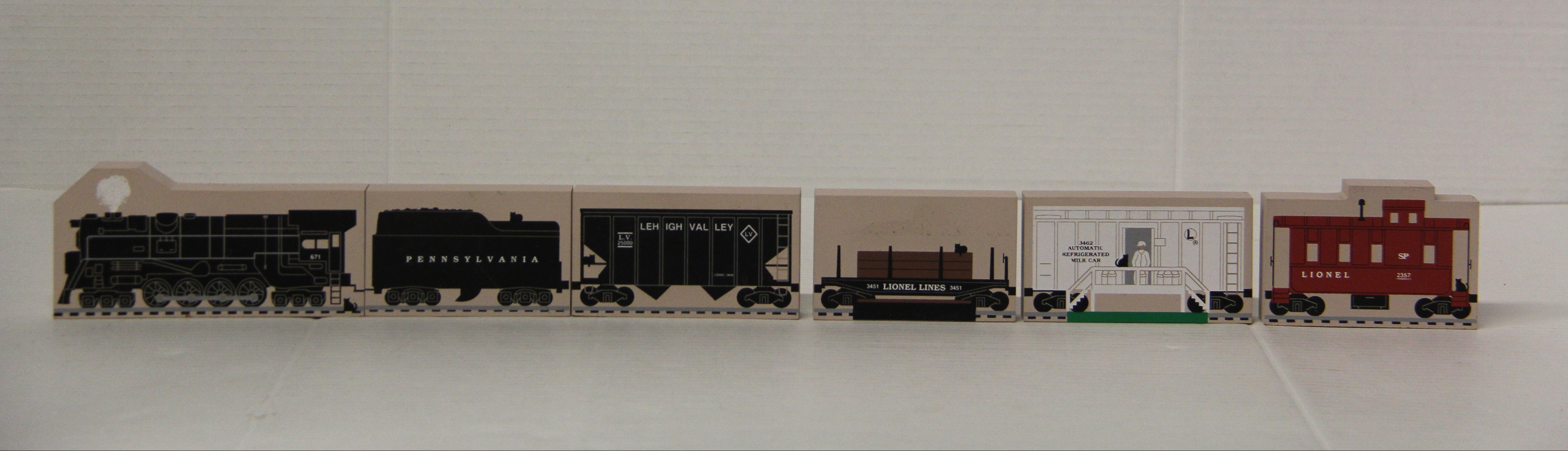 1995 The Cat's Meow Wooden Block Train-Set of 6-Second hand-M7215