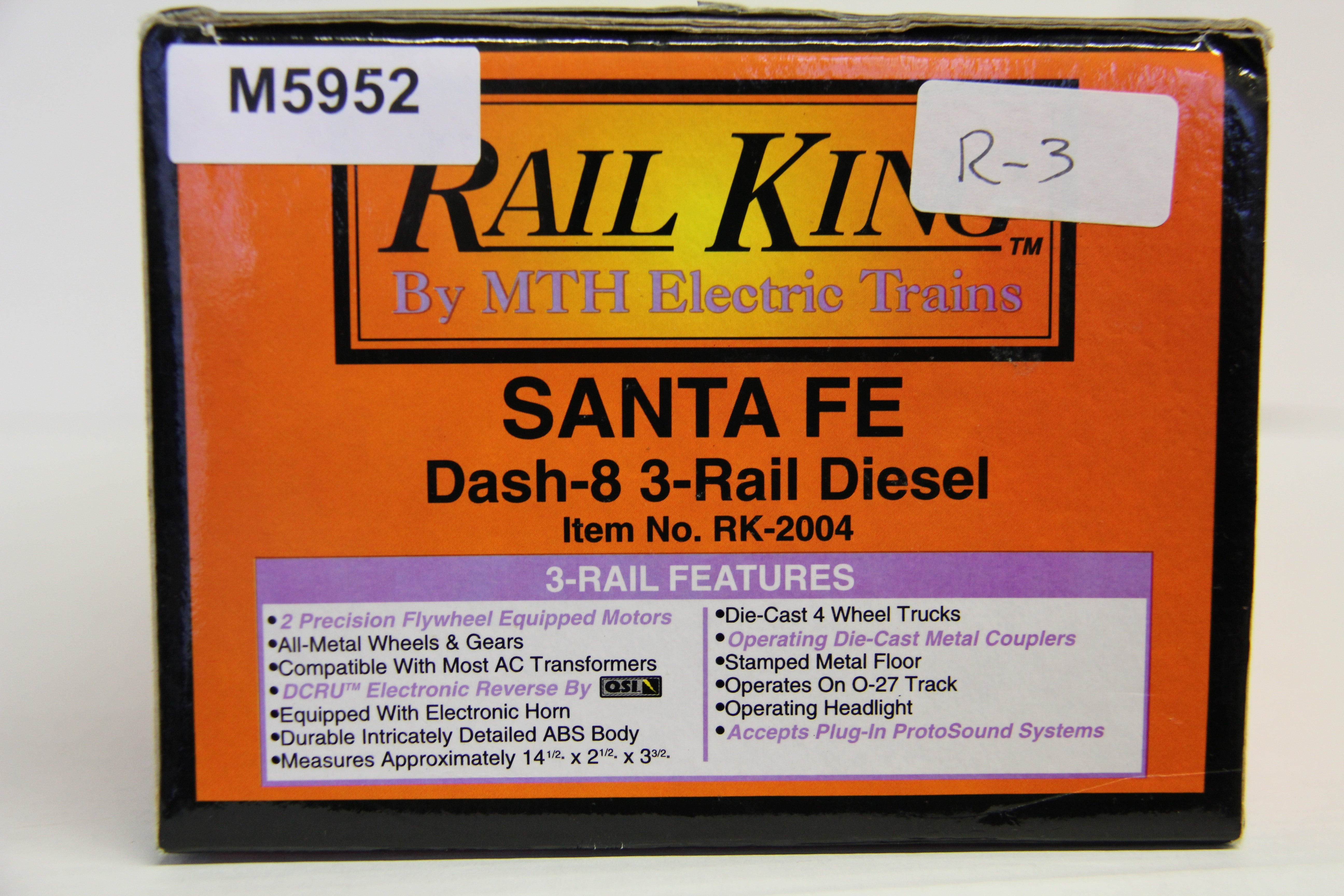 Rail King RK-2004 Santa Fe Dash-8  3 Rail Diesel-Second hand-M5952