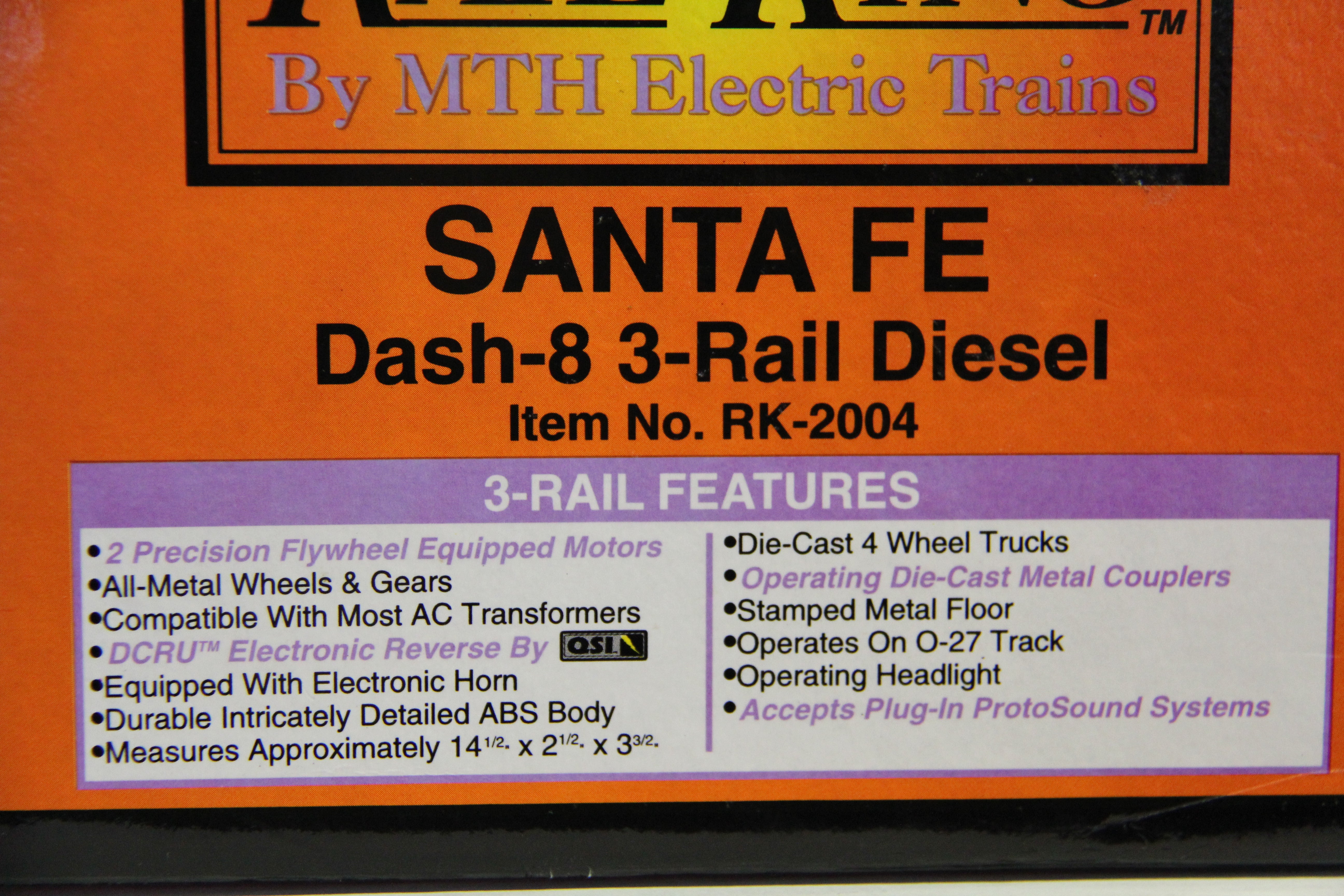 Rail King RK-2004 Santa Fe Dash-8  3 Rail Diesel-Second hand-M5952
