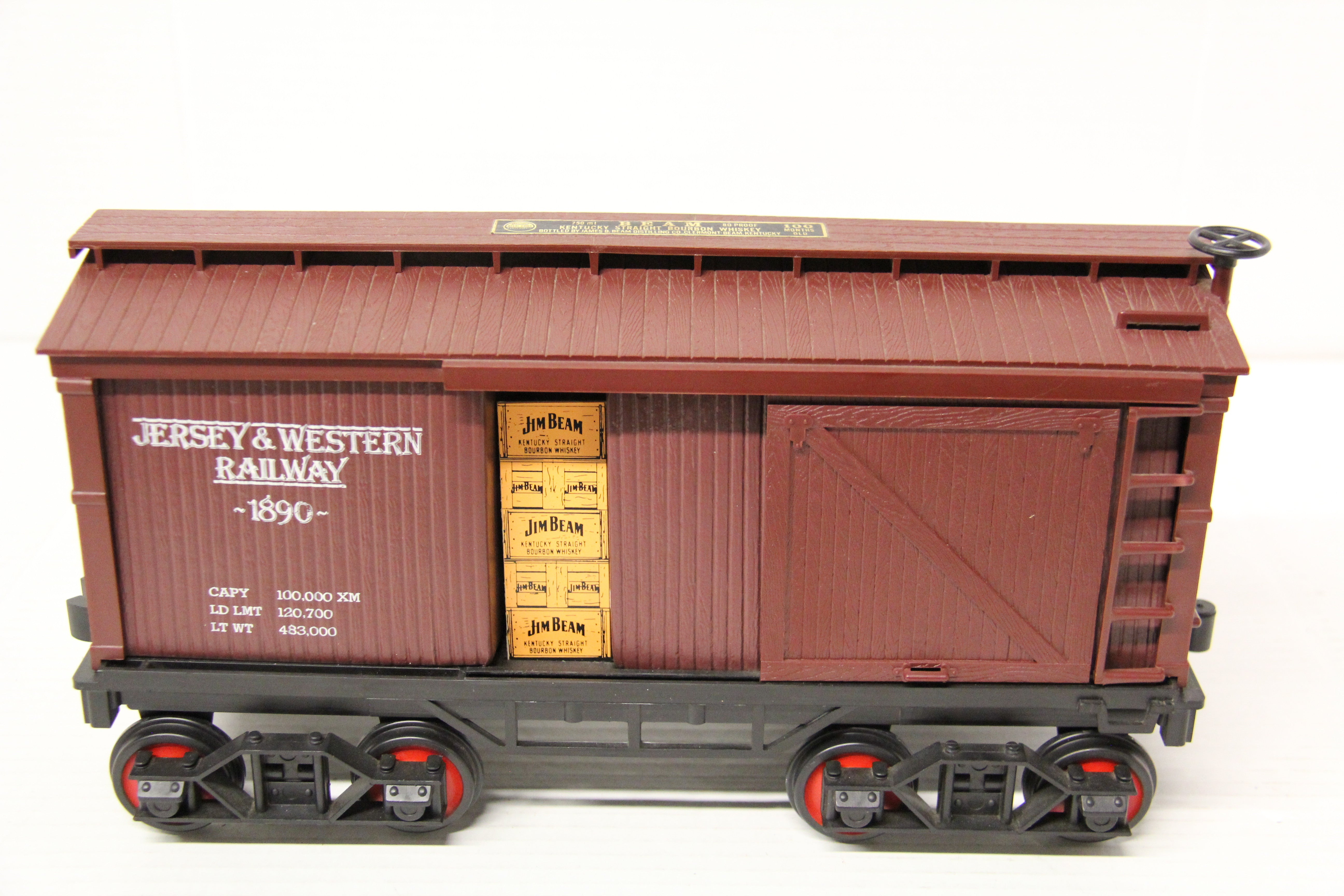 Jim Beam Jersey & Western Railway Brown Box Car #1890 Decanter-Second hand-M7222