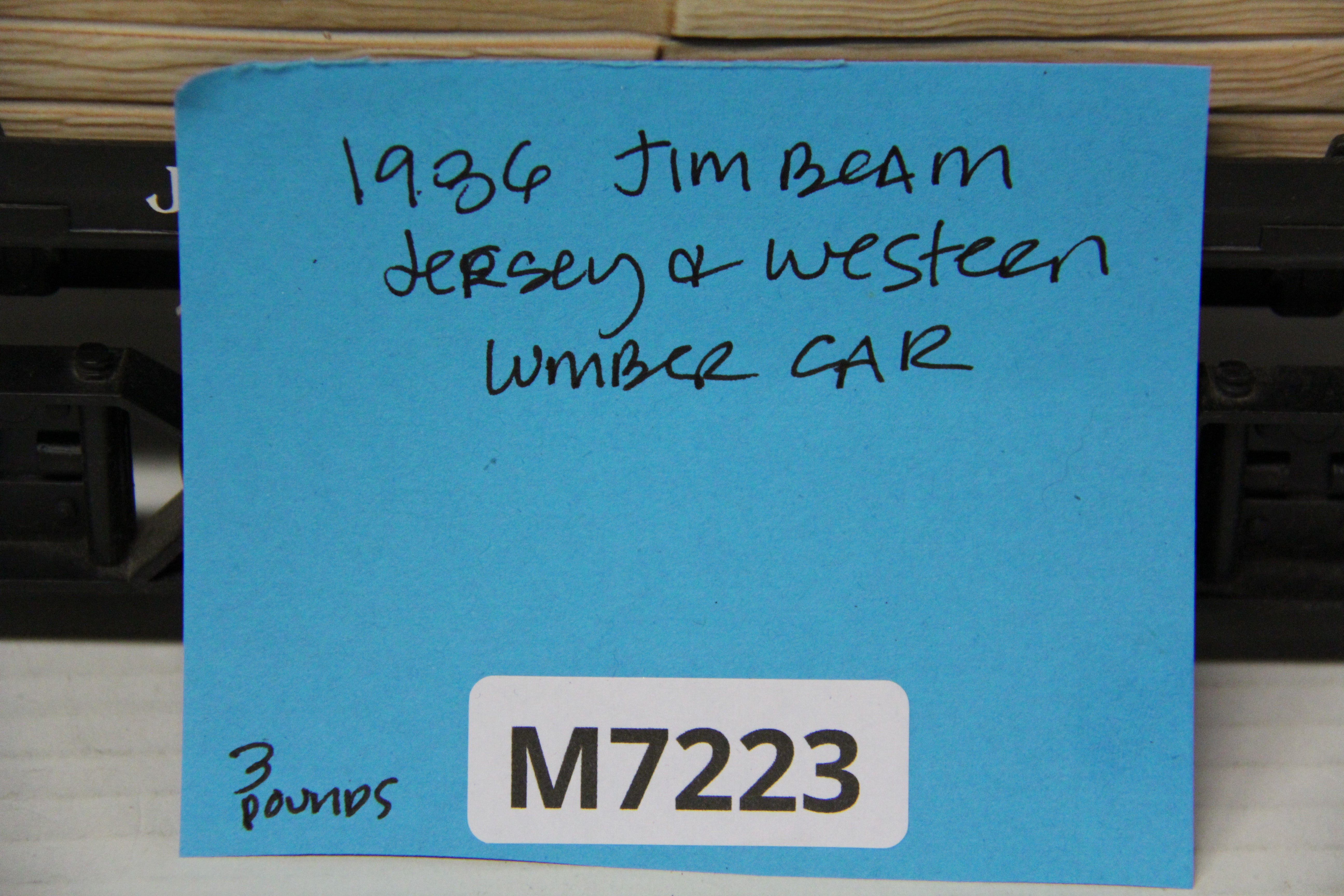 1986 Jim Beam Jersey & Western Railway Lumber Car Decanter-Second hand-M7223