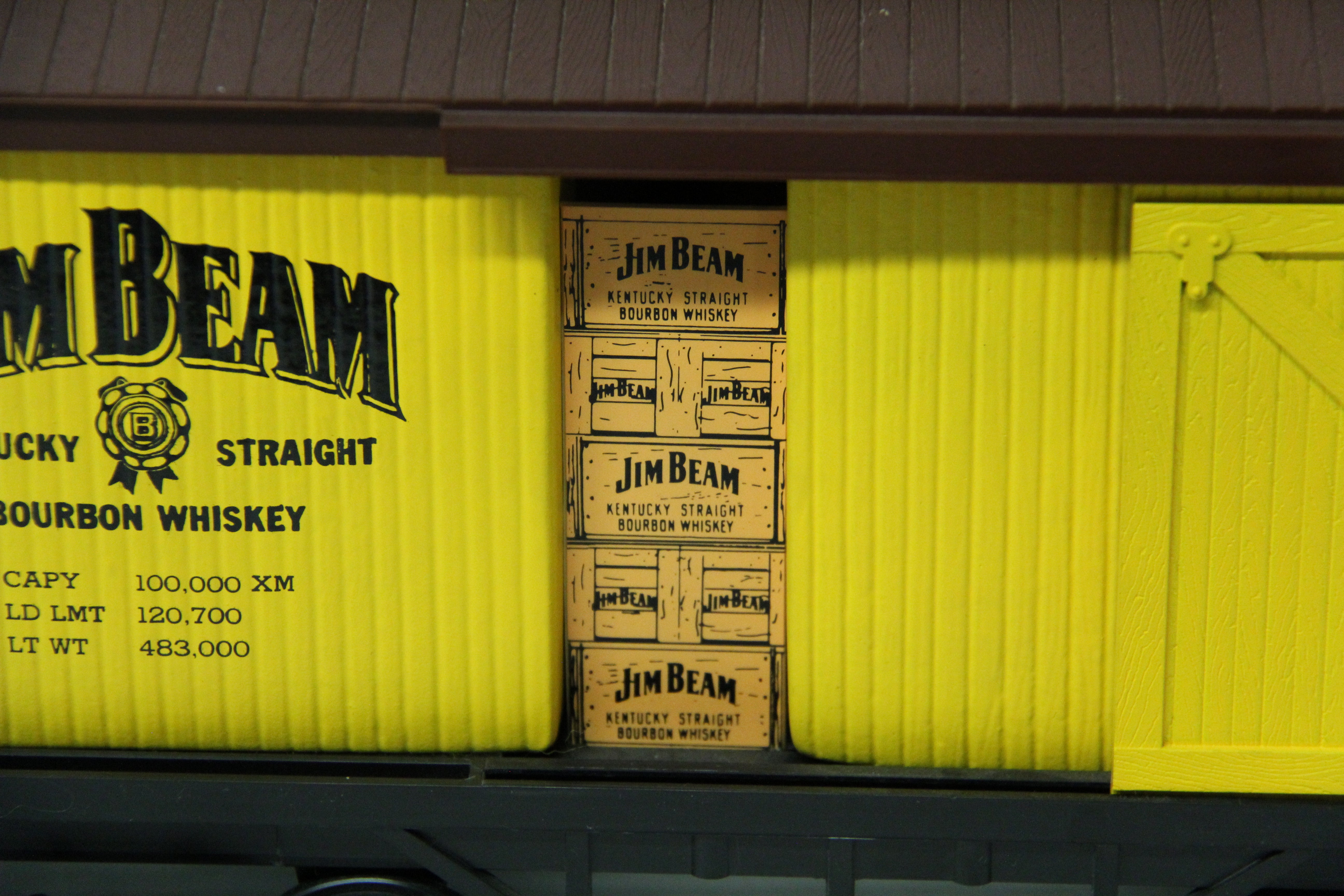 Jim Beam Jersey & Western Yellow Box Car Decanter-Second hand-M7224 - MrMuffin'sTrains