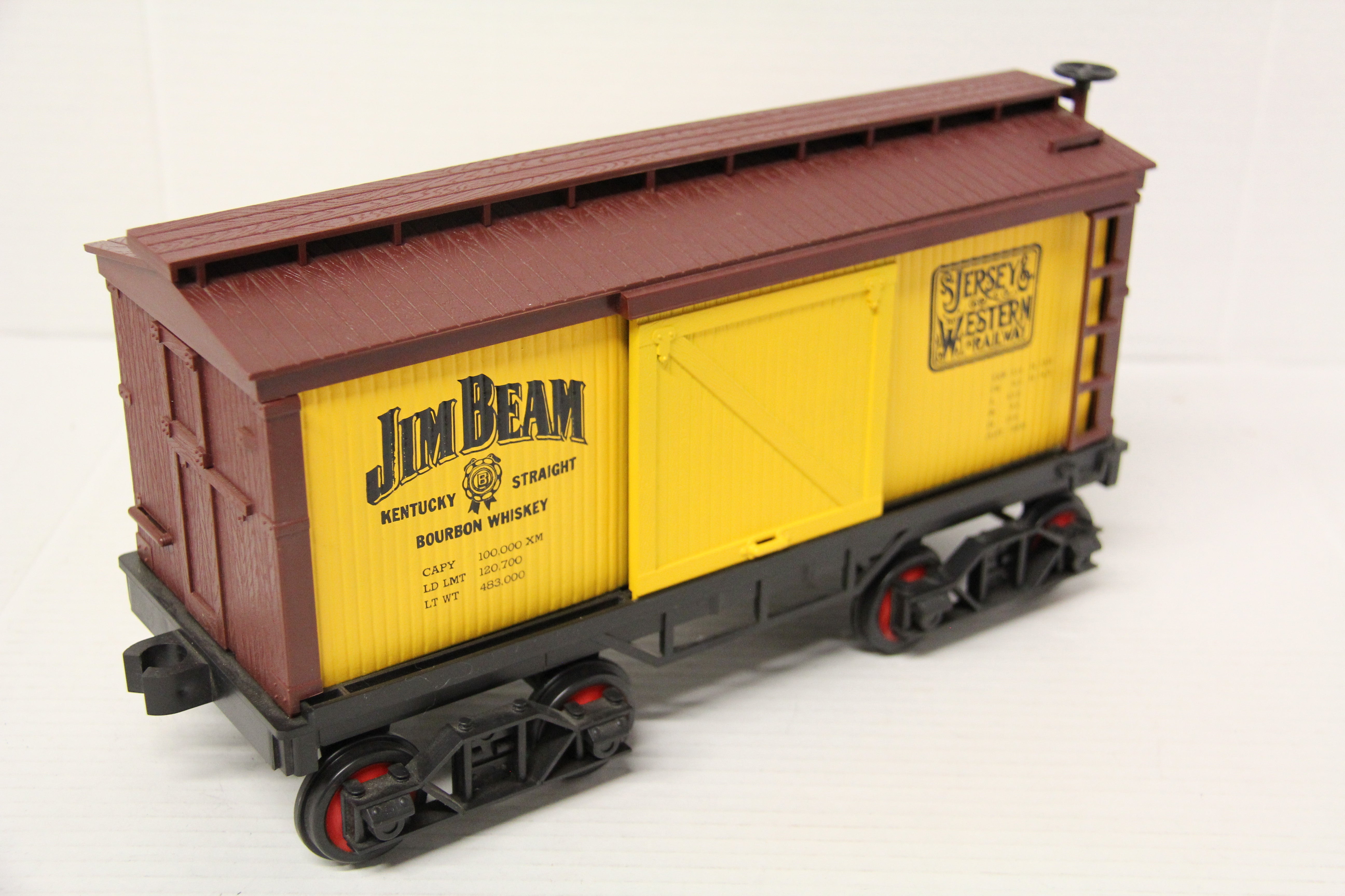 Jim Beam Jersey & Western Yellow Box Car Decanter-Second hand-M7224 - MrMuffin'sTrains