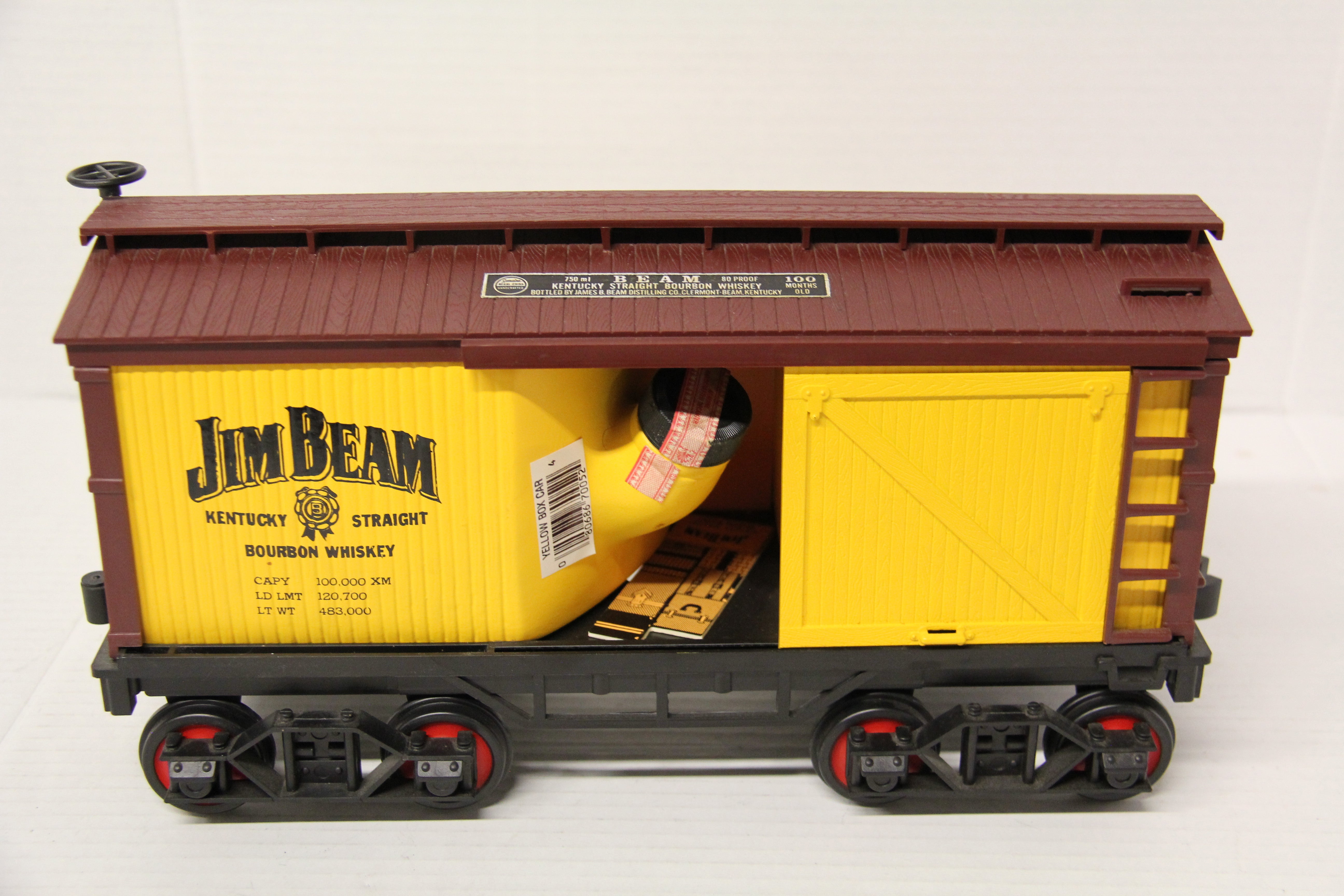 Jim Beam Jersey & Western Yellow Box Car Decanter-Second hand-M7224 - MrMuffin'sTrains