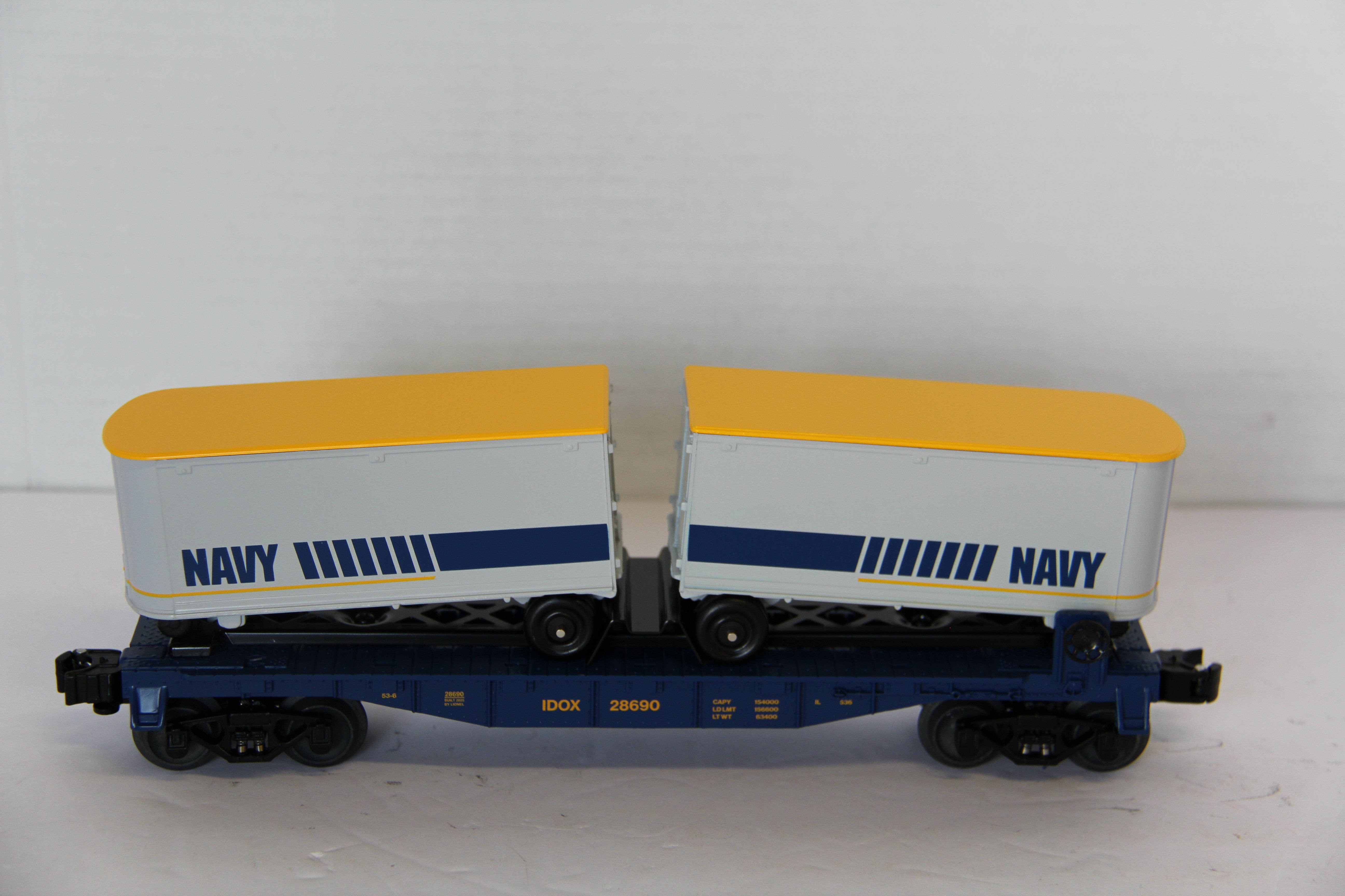 Lionel 2528690 Navy Flatcar with Piggyback Trailers-Second hand-M7625