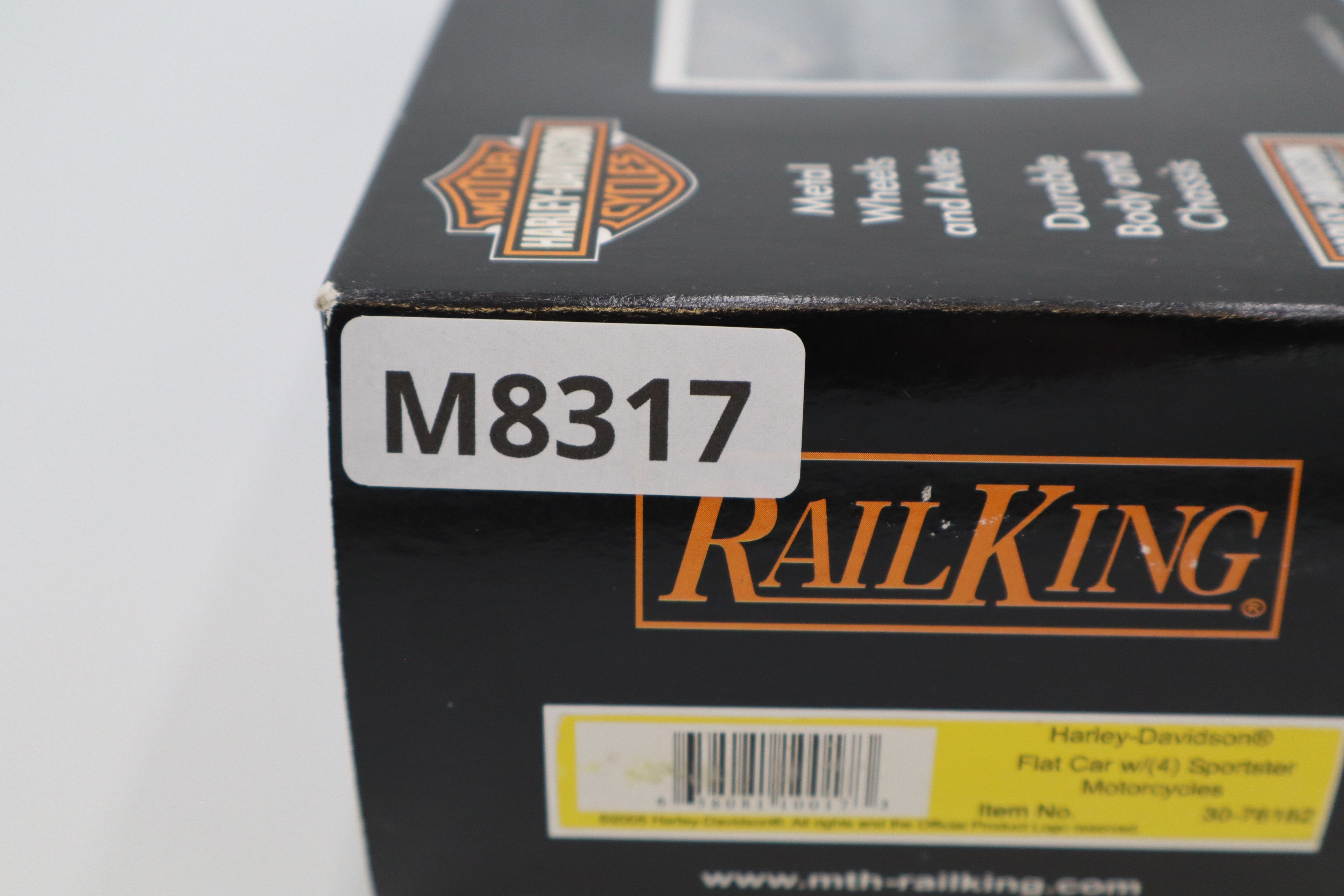 Rail King 30-76182 Harley Davidson Flat Car w/ 4 Sportster Motorcycles-Second hand-M8317