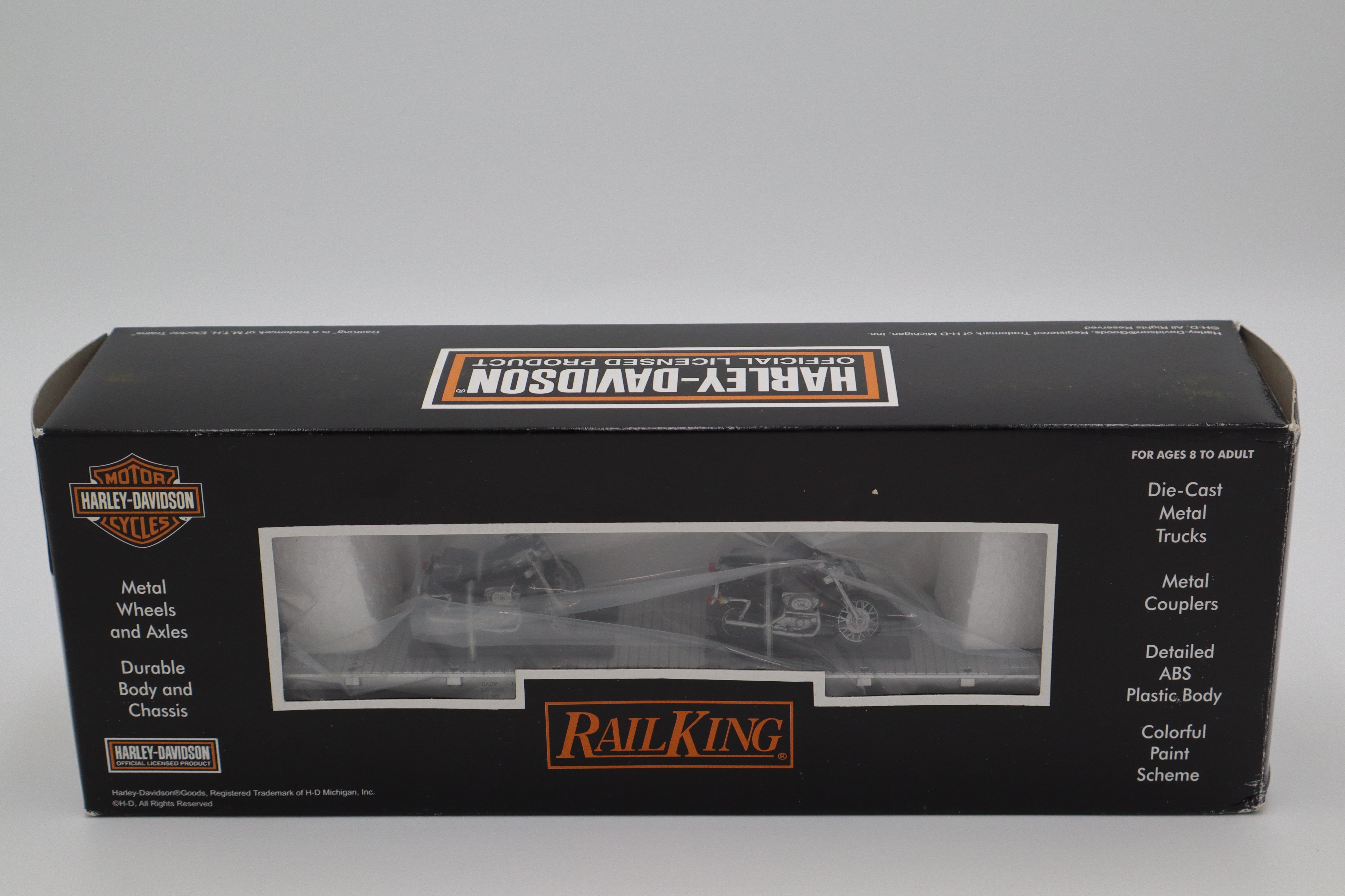 Rail King 30-76182 Harley Davidson Flat Car w/ 4 Sportster Motorcycles-Second hand-M8317
