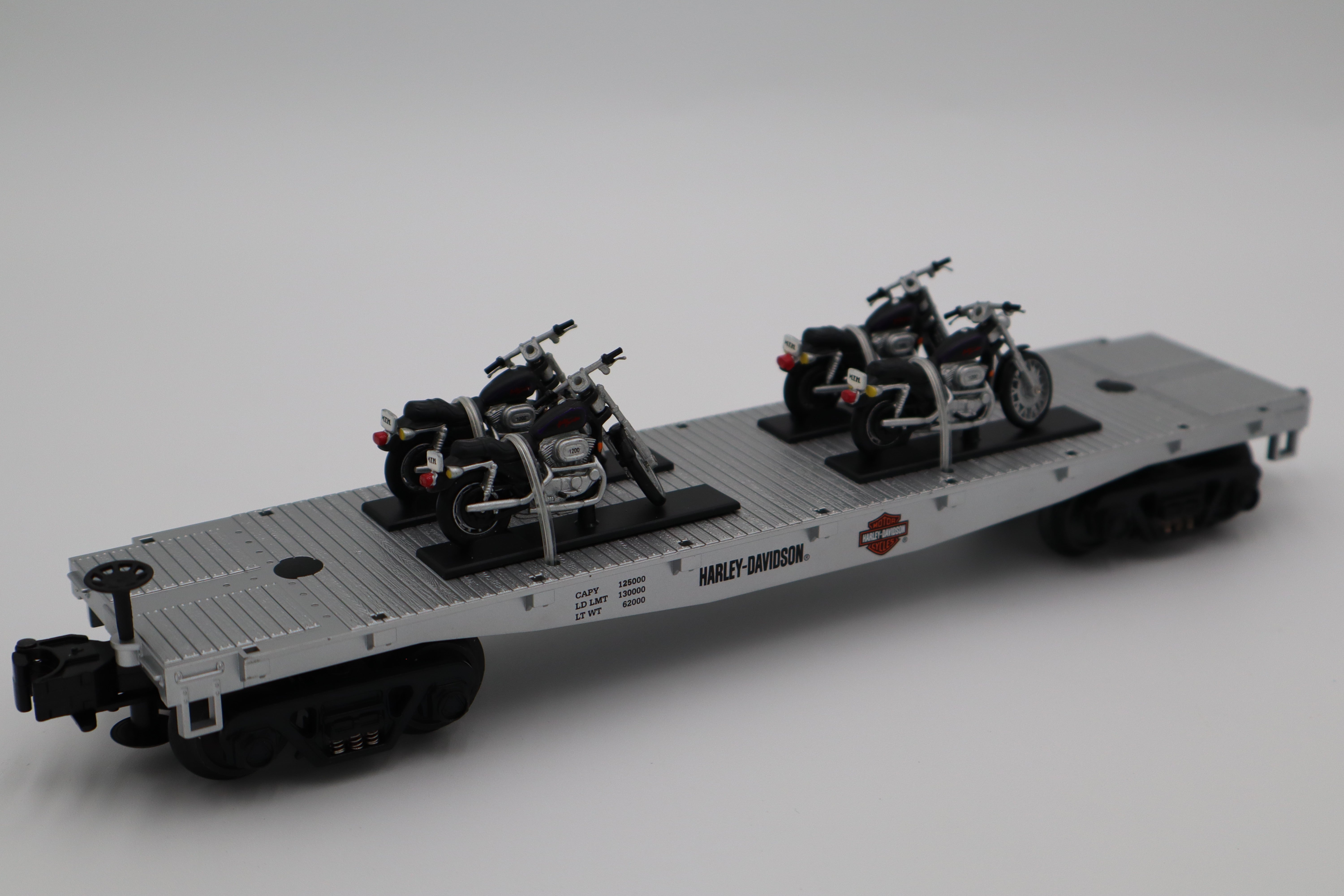 Rail King 30-76182 Harley Davidson Flat Car w/ 4 Sportster Motorcycles-Second hand-M8317