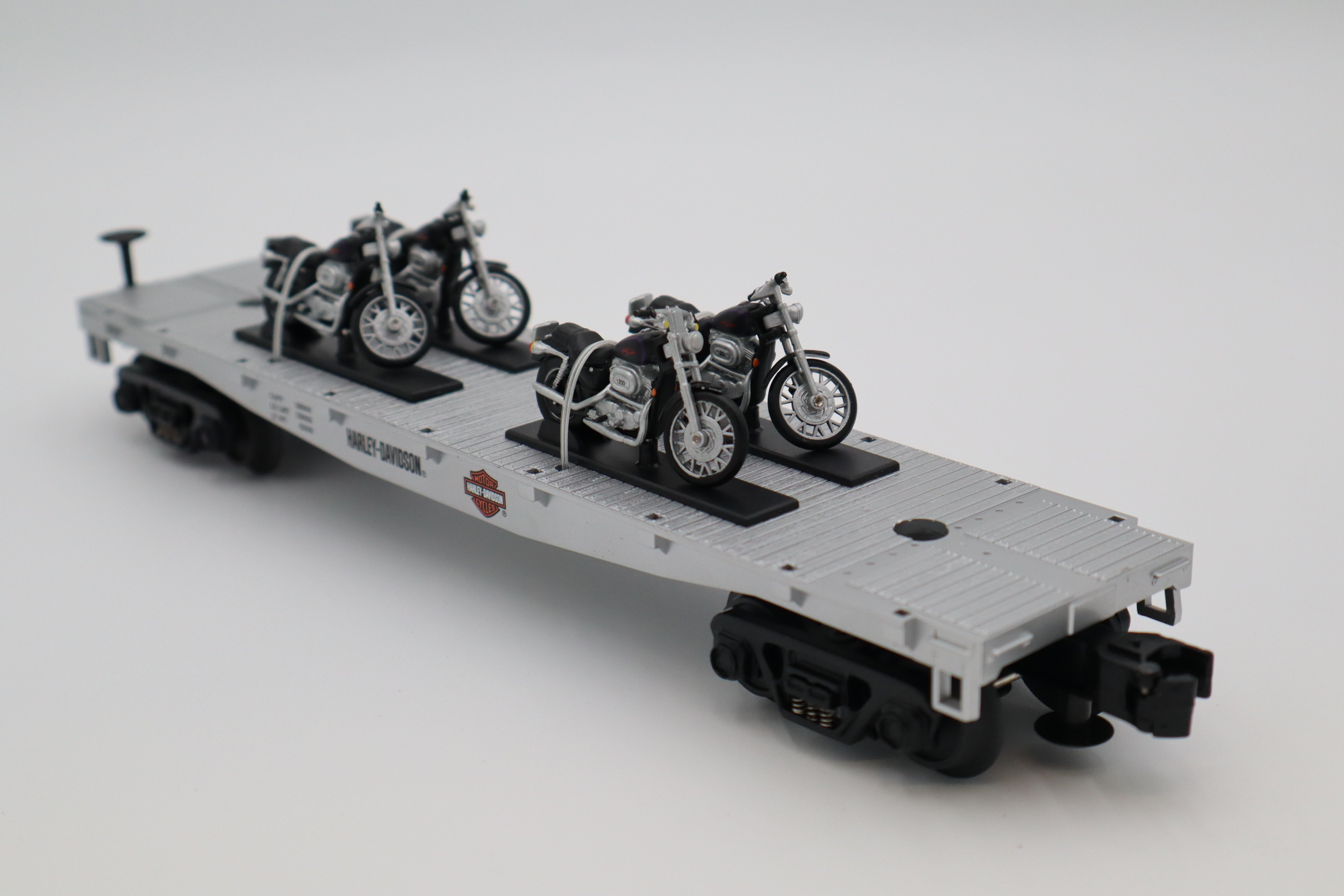 Rail King 30-76182 Harley Davidson Flat Car w/ 4 Sportster Motorcycles-Second hand-M8317