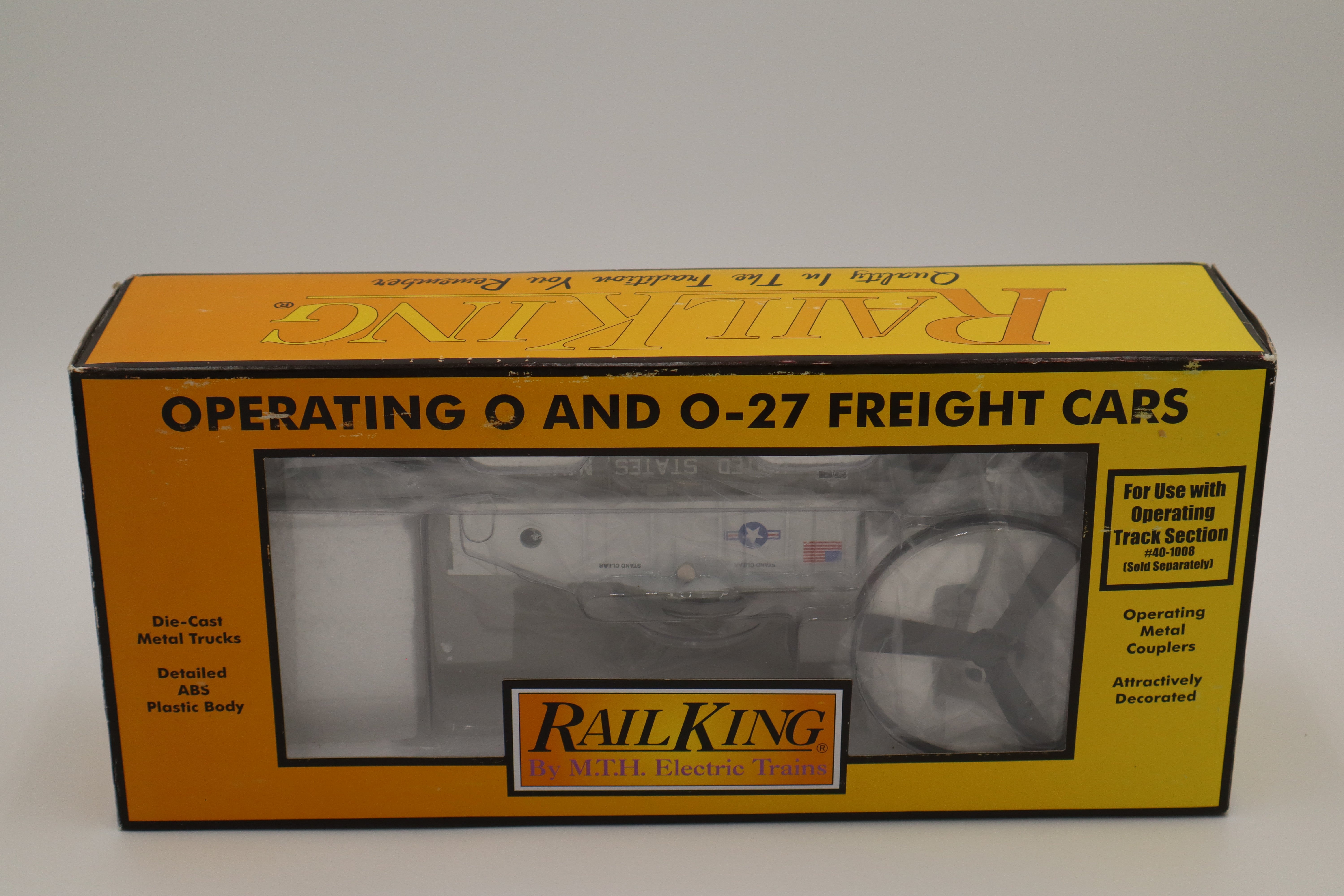 Rail King 30-79339 US Navy Flatcar w/ Operating Helicopter-Second hand-M8318