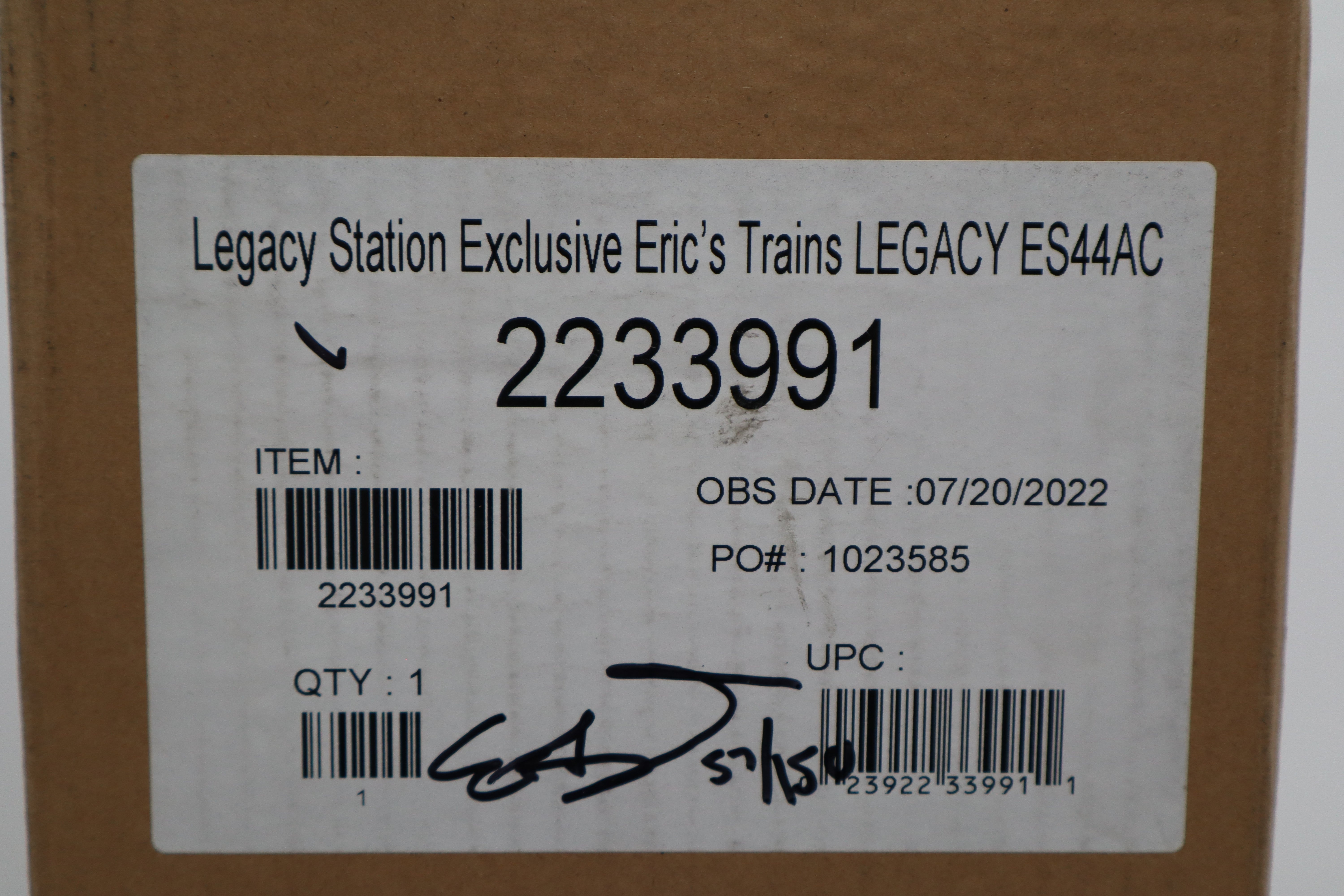 Lionel 2233991 AUTOGRAPHED Box LEGACY Station Exclusive Eric's Trains ES44AC-Second hand-M8331