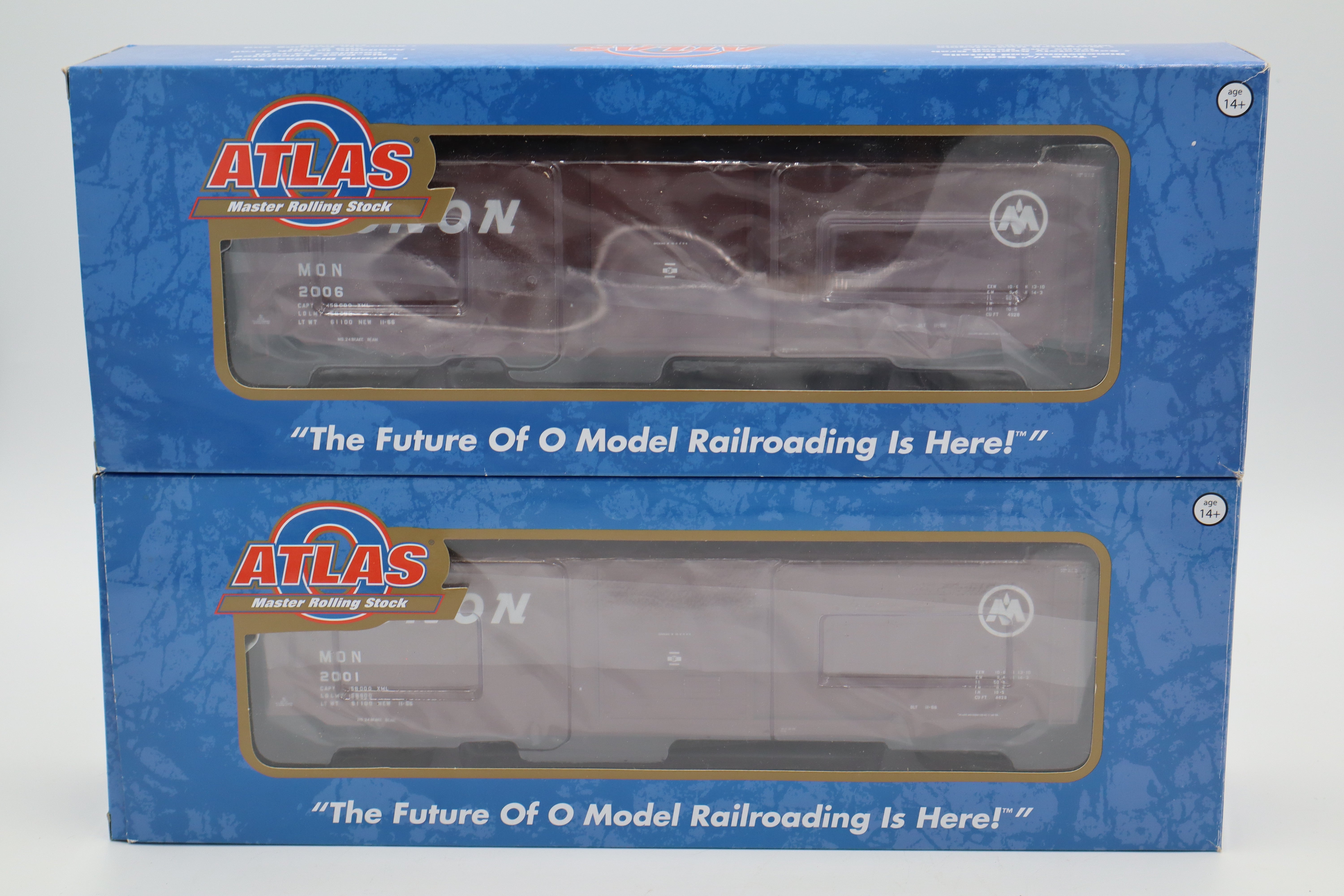 Atlas #3005714-1, -2 Monon 50' PS-1 Single Door Car (modernized) 2 Set-Second hand-M8464