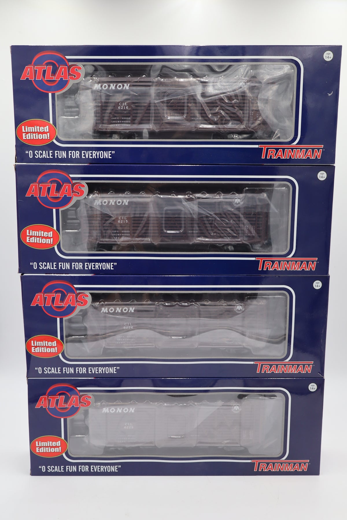 Atlas #2002412S-1, -2, -3, 4 Monon TM 40' Stock Car-4 Car Set-Second hand-M8465