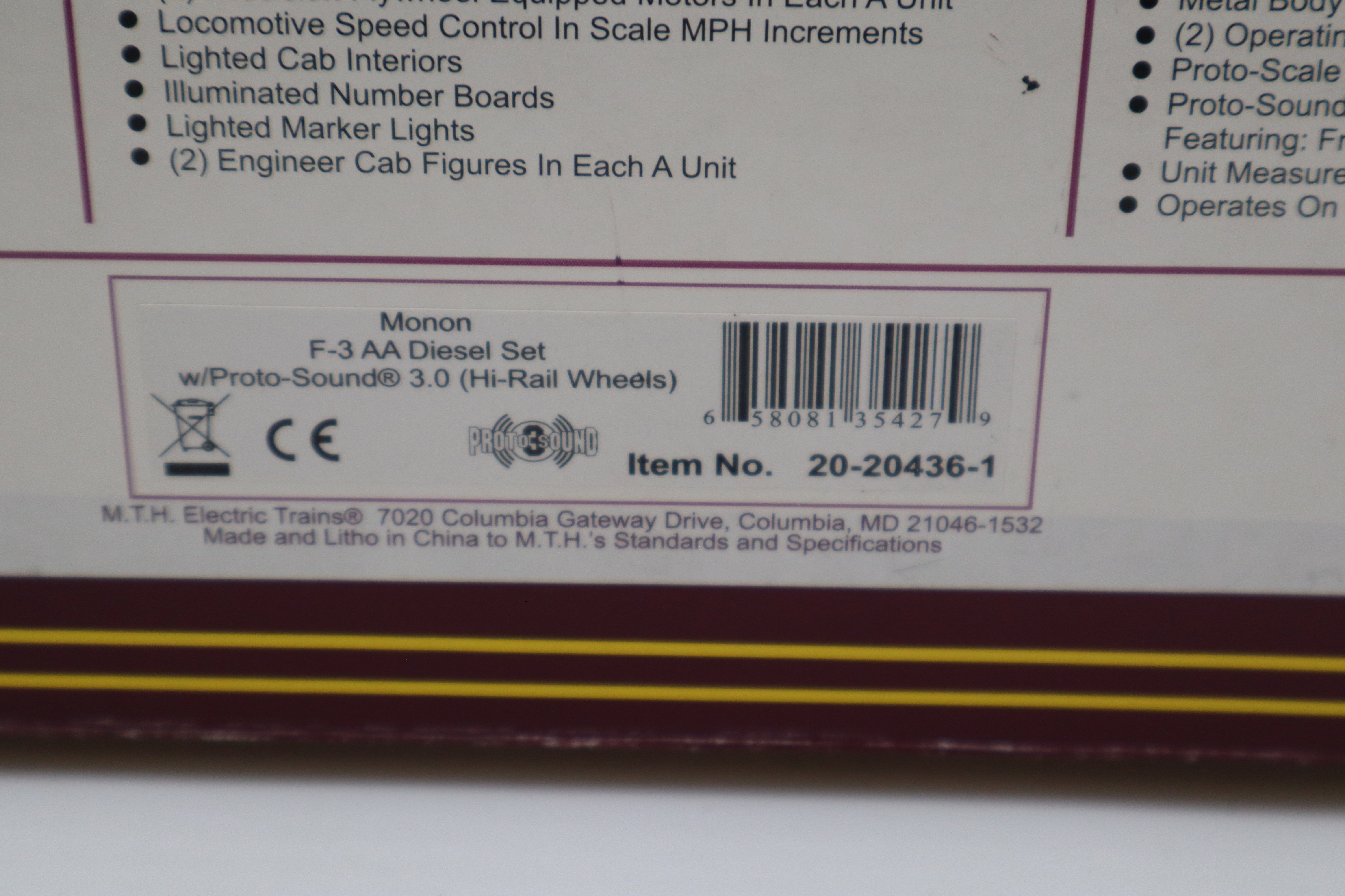 MTH 20-20436-1 Monon F-3 ABA Diesel Set-Second hand-M8473