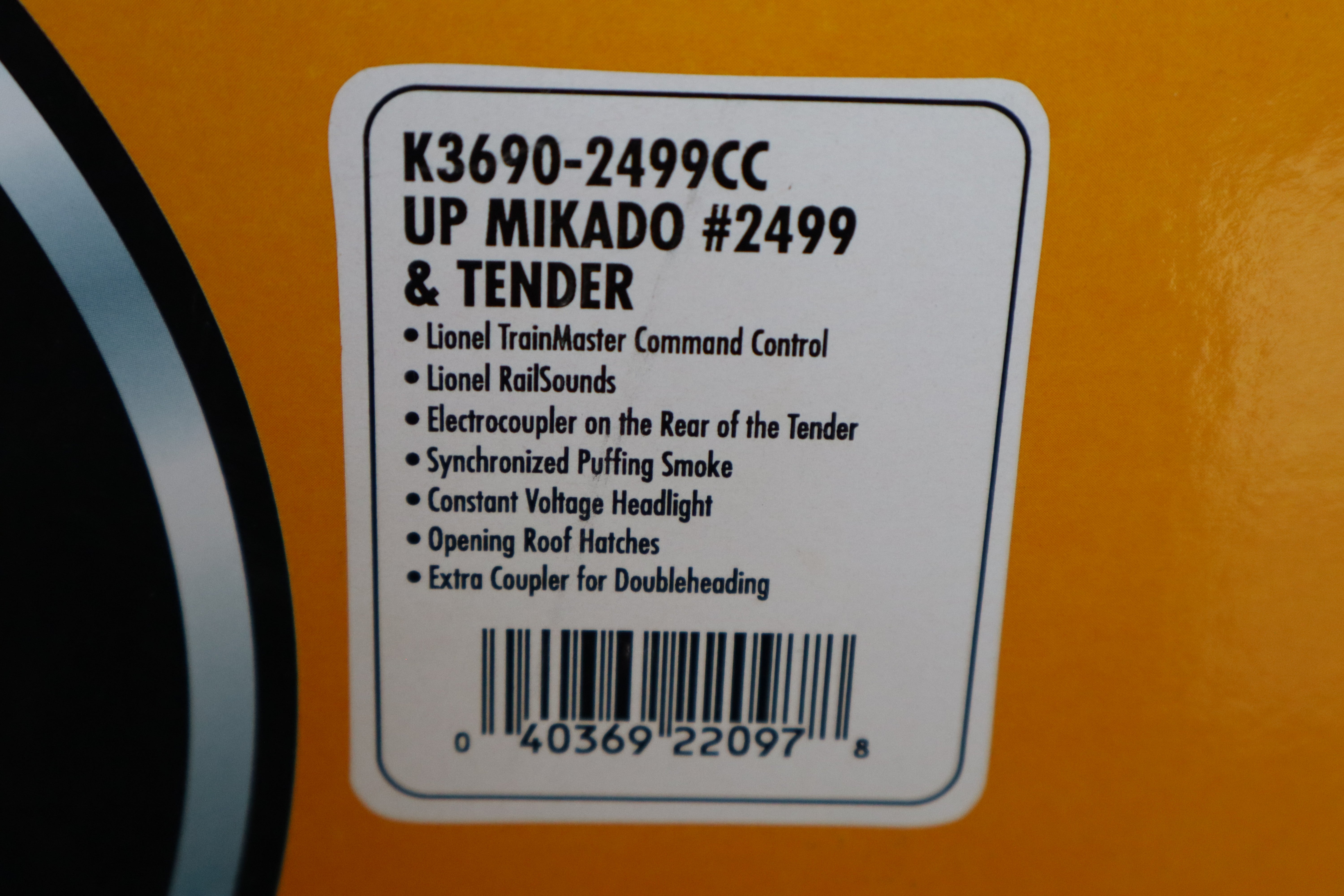 K Line Die Cast K3690-2499CC Union Pacific Mikado #2499 & Tender-Second hand-M8346