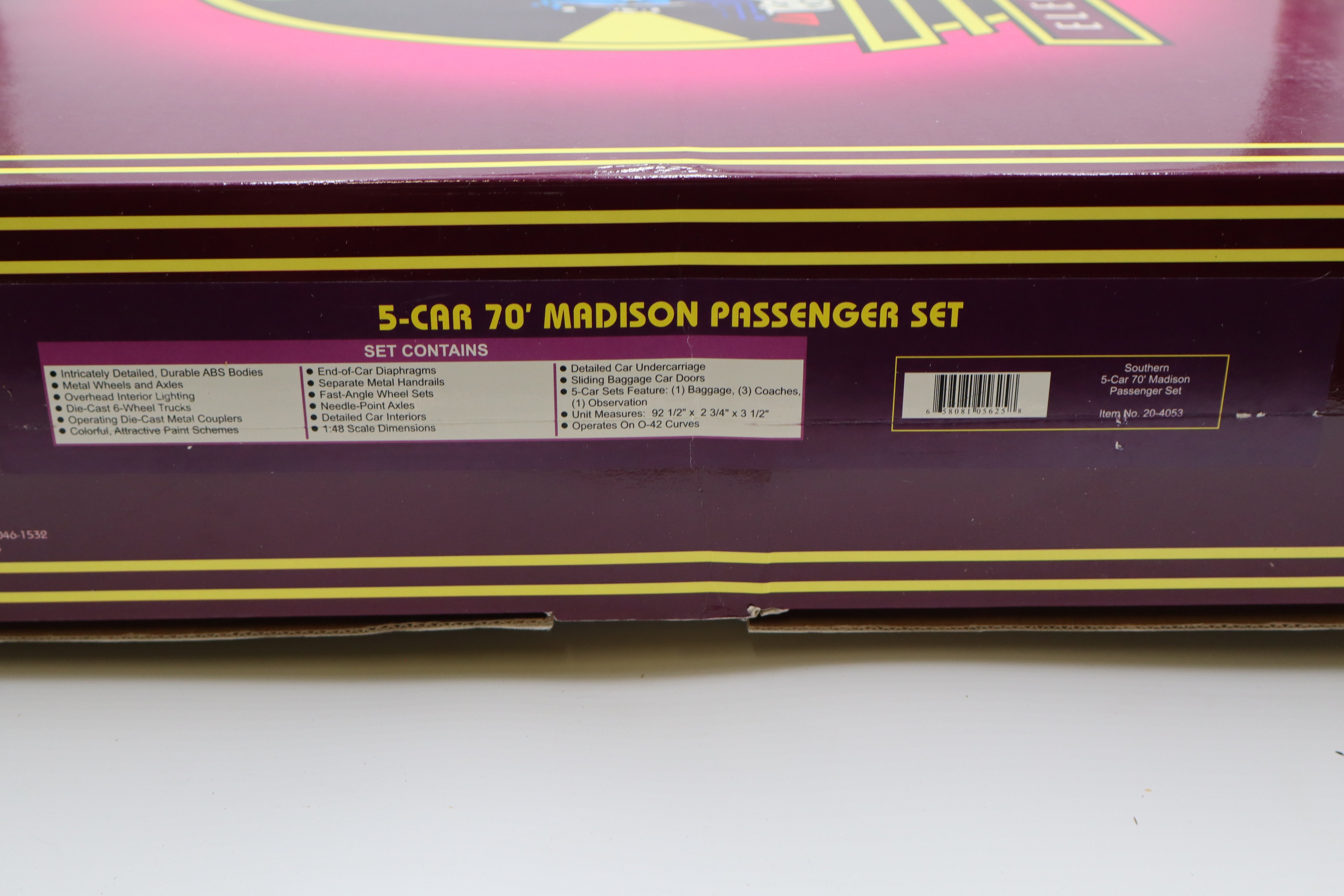 MTH 20-4053 Southern 5 Car 70' Madison Pass Set-Second hand-M8477