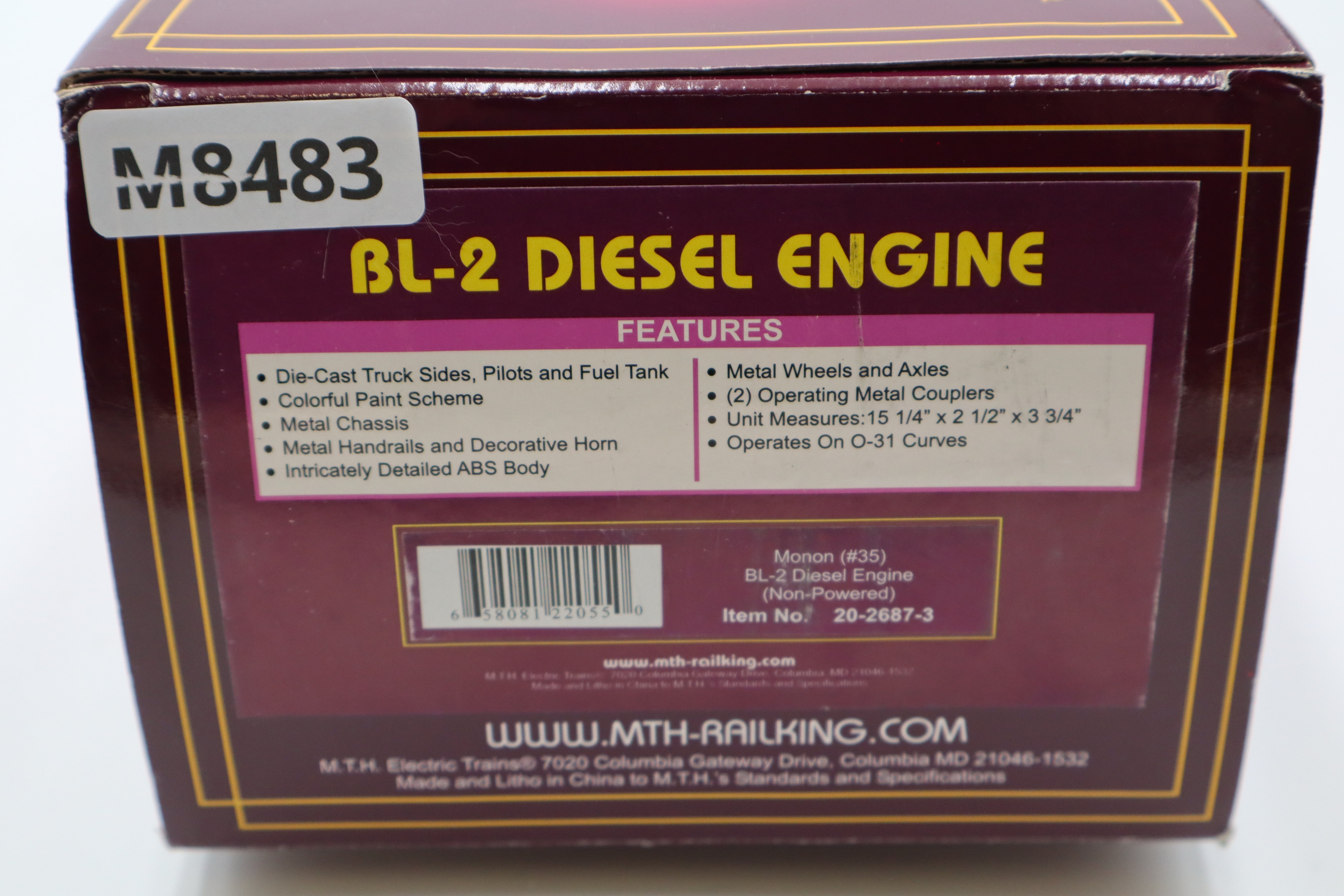 MTH 20-2687-3 Monon #35 Non Powered BL-2 Diesel Engine-Second hand-M8483
