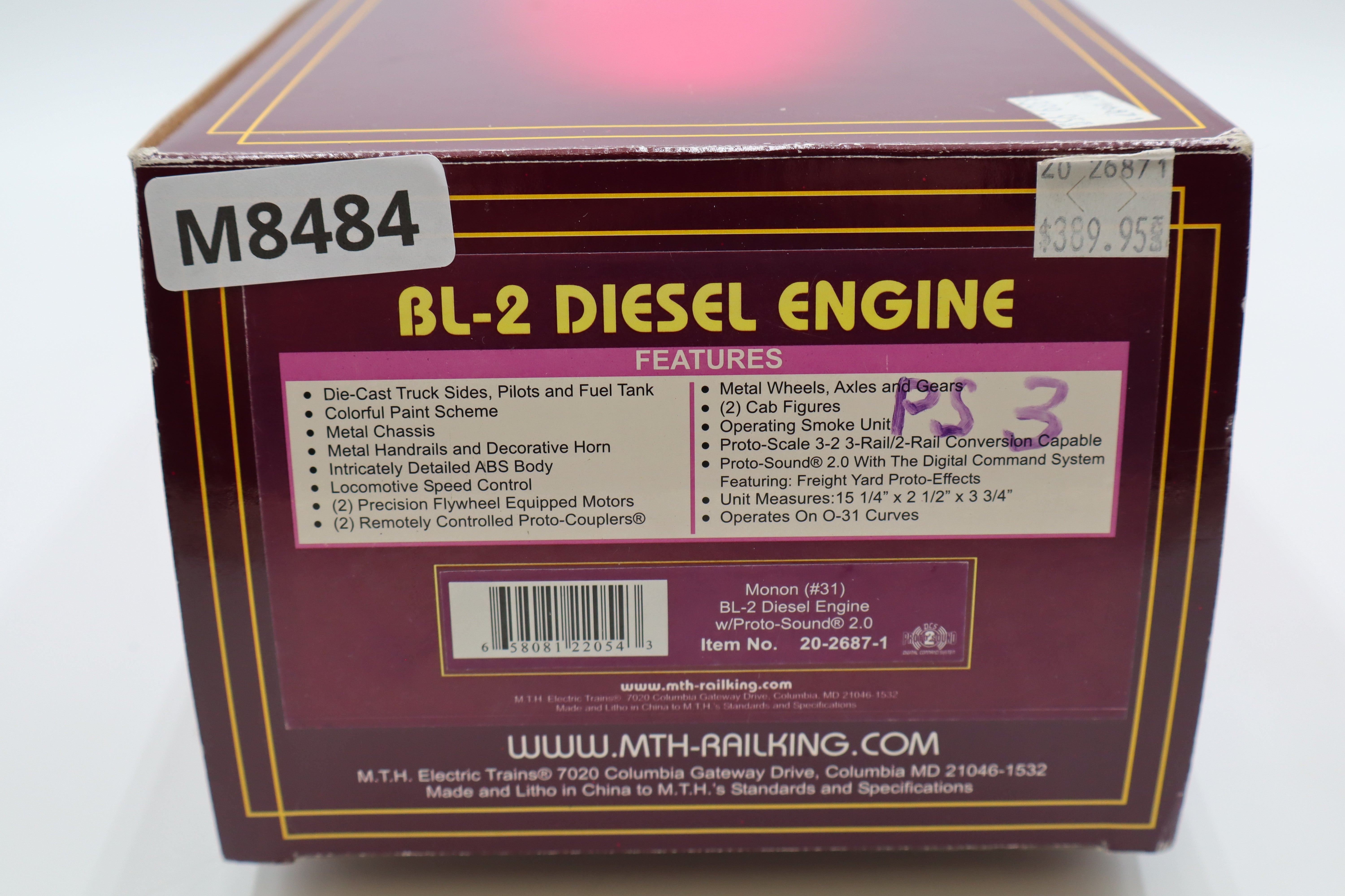 MTH 20-2687-1 Monon #31 BL-2 Diesel Engine-Second hand-M8484