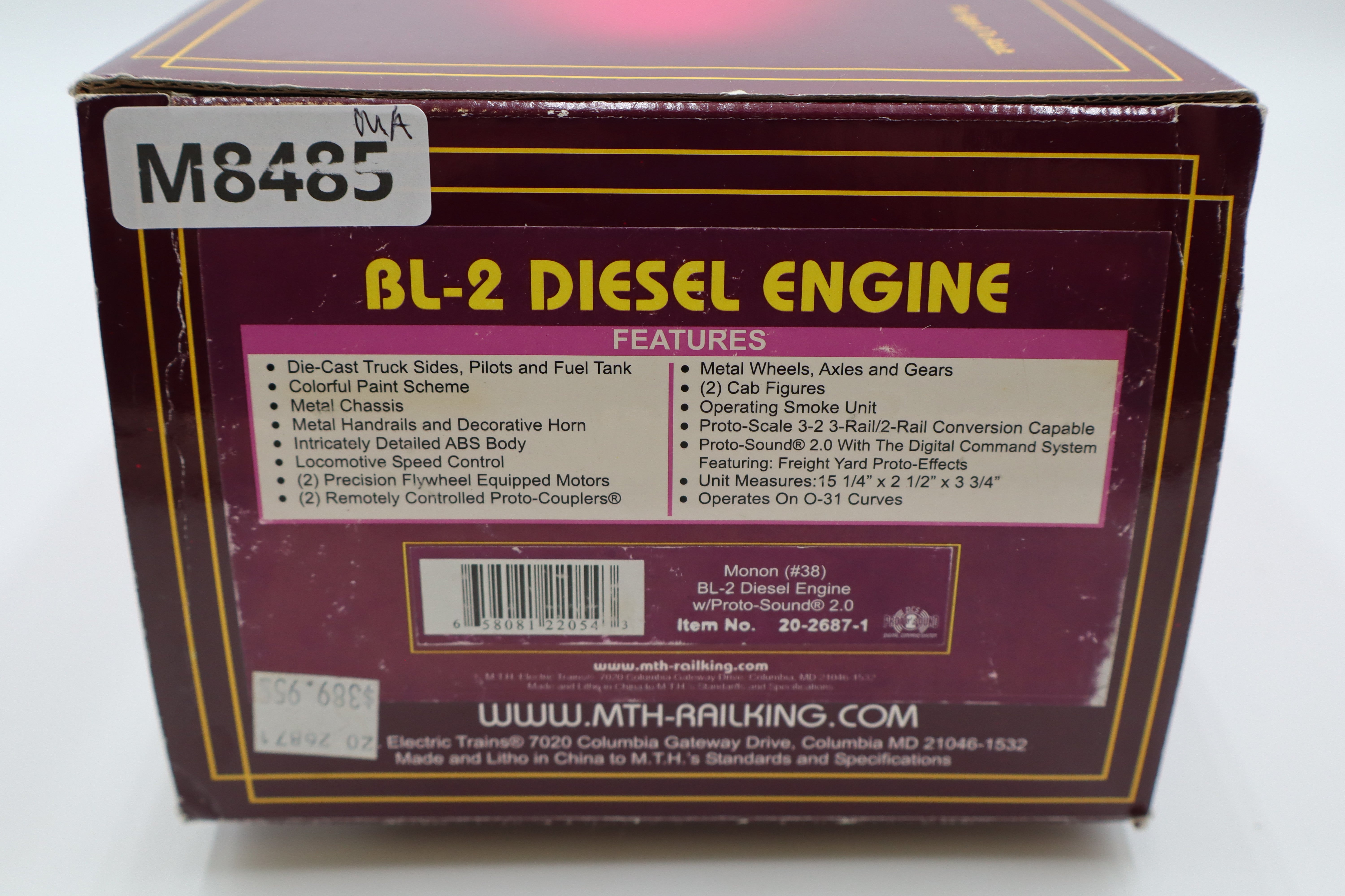 MTH 20-2687-1 Monon #38 BL-2 Diesel Engine-Second hand-M8485