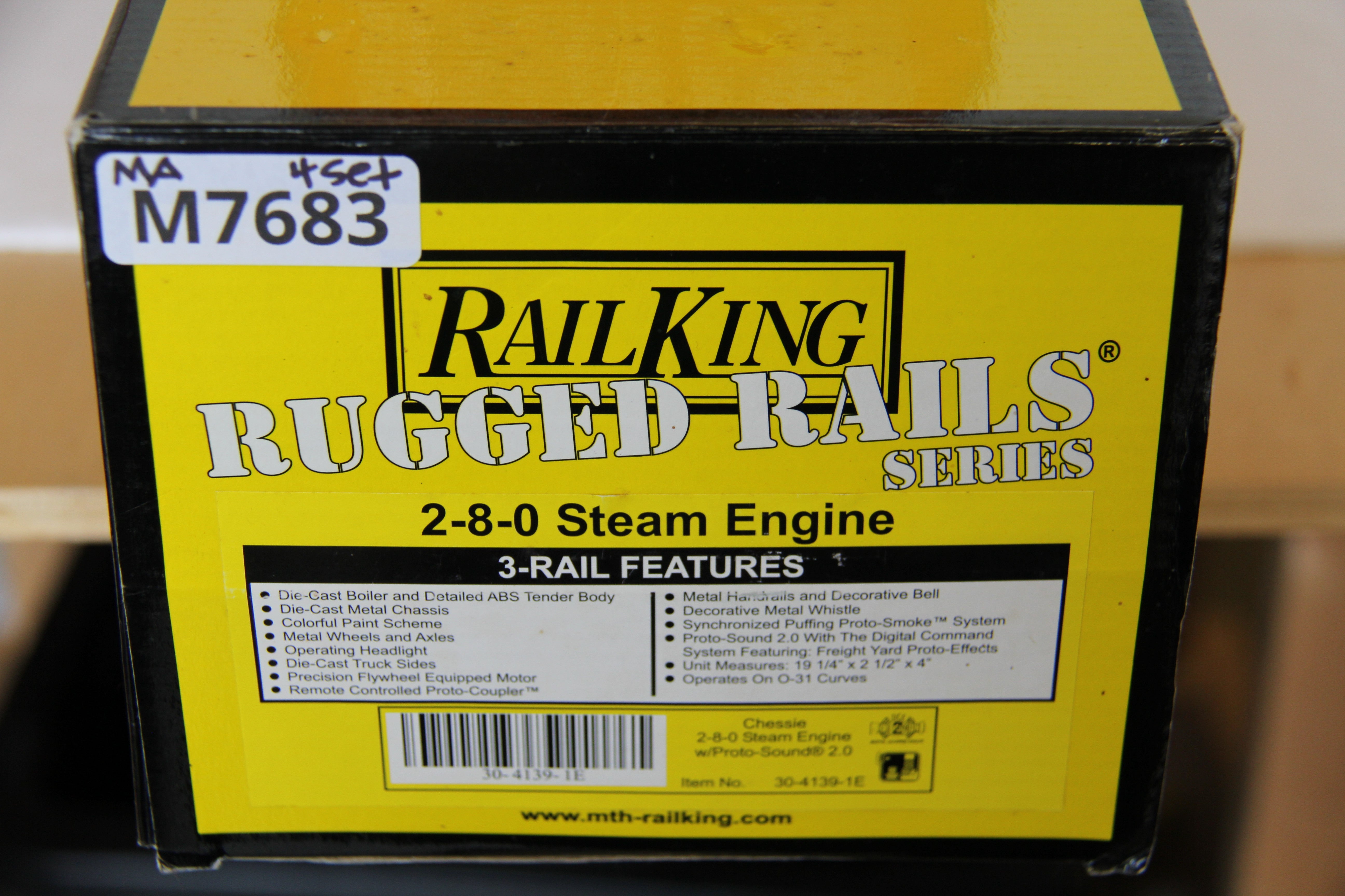 027 Rail King Rugged Rails 30-4139-1E Chessie 2-8-0 Steam Engine & 3 Passenger Cars RK 30-4139A, B, C-Second hand-M7683