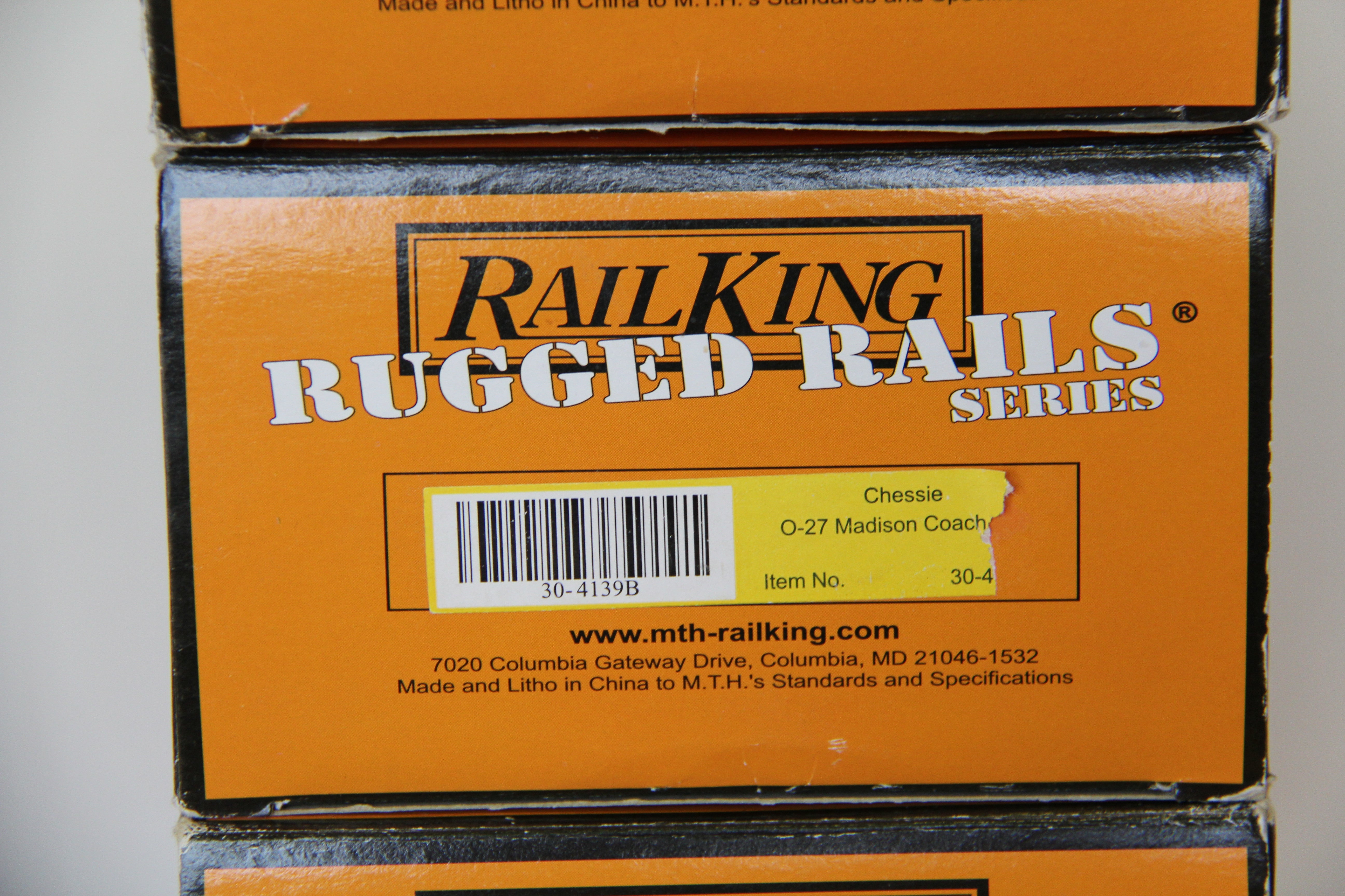 027 Rail King Rugged Rails 30-4139-1E Chessie 2-8-0 Steam Engine & 3 Passenger Cars RK 30-4139A, B, C-Second hand-M7683