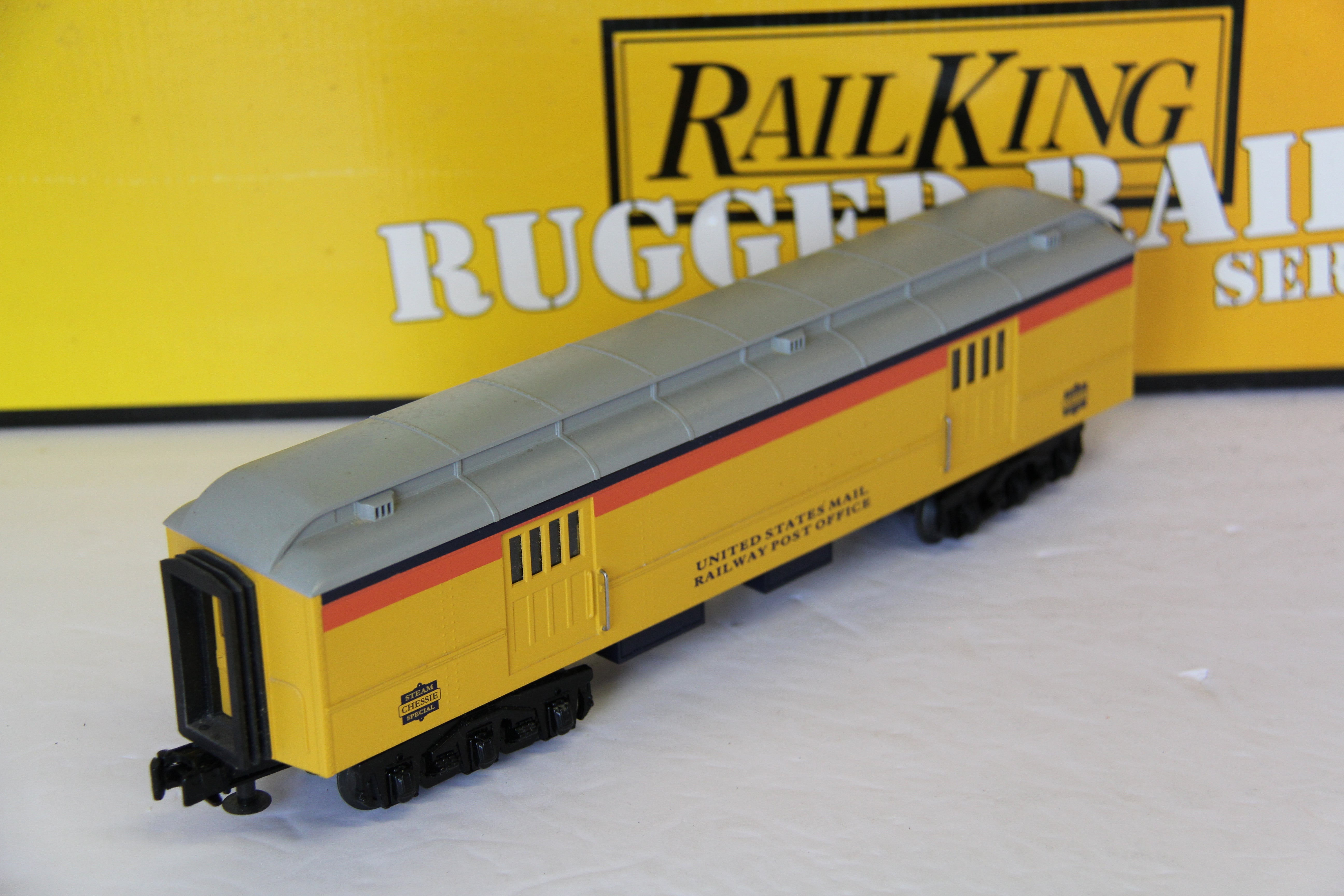 027 Rail King Rugged Rails 30-4139-1E Chessie 2-8-0 Steam Engine & 3 Passenger Cars RK 30-4139A, B, C-Second hand-M7683